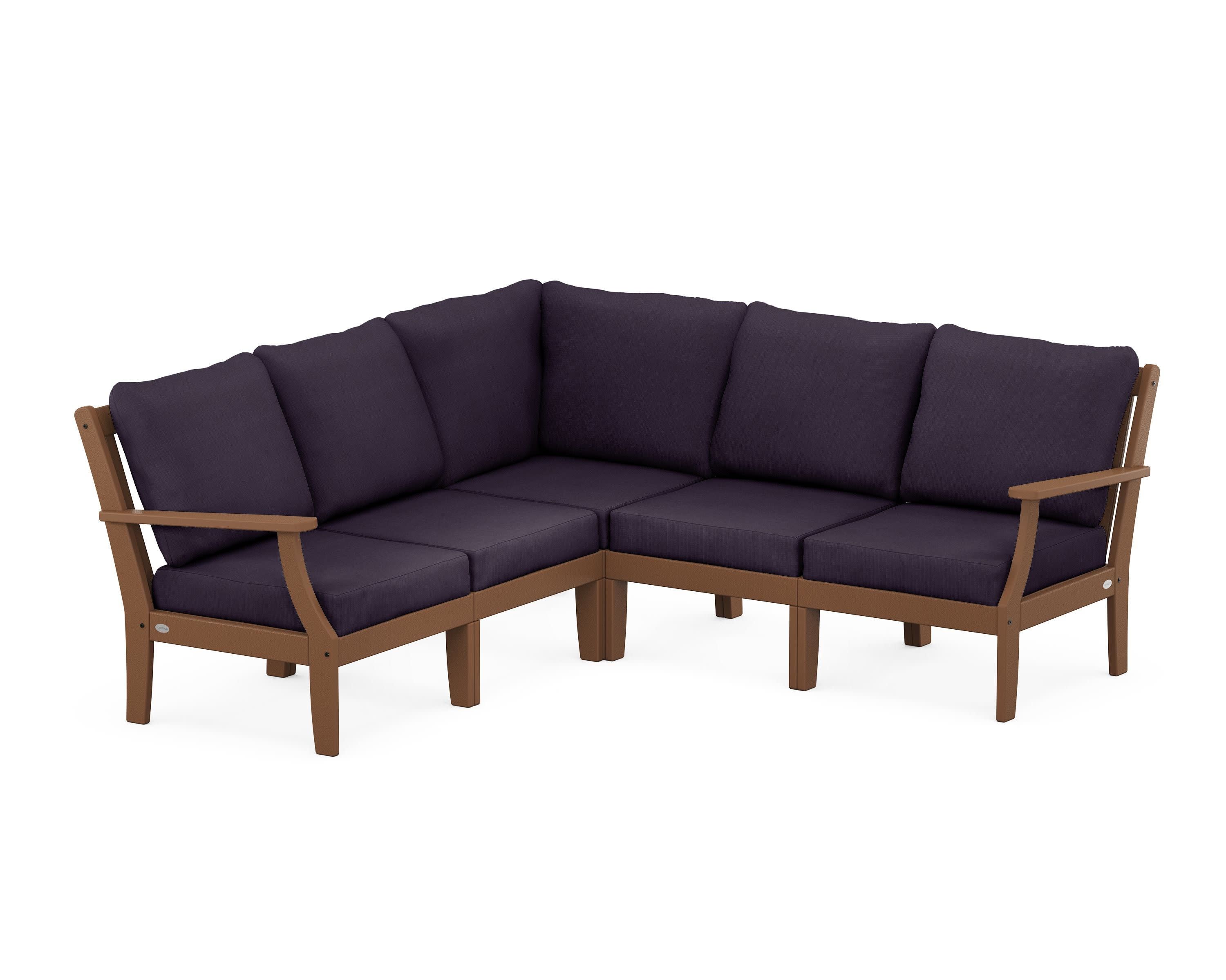 Braxton Modular 5-Piece Deep Seating Set in Teak / Navy Linen