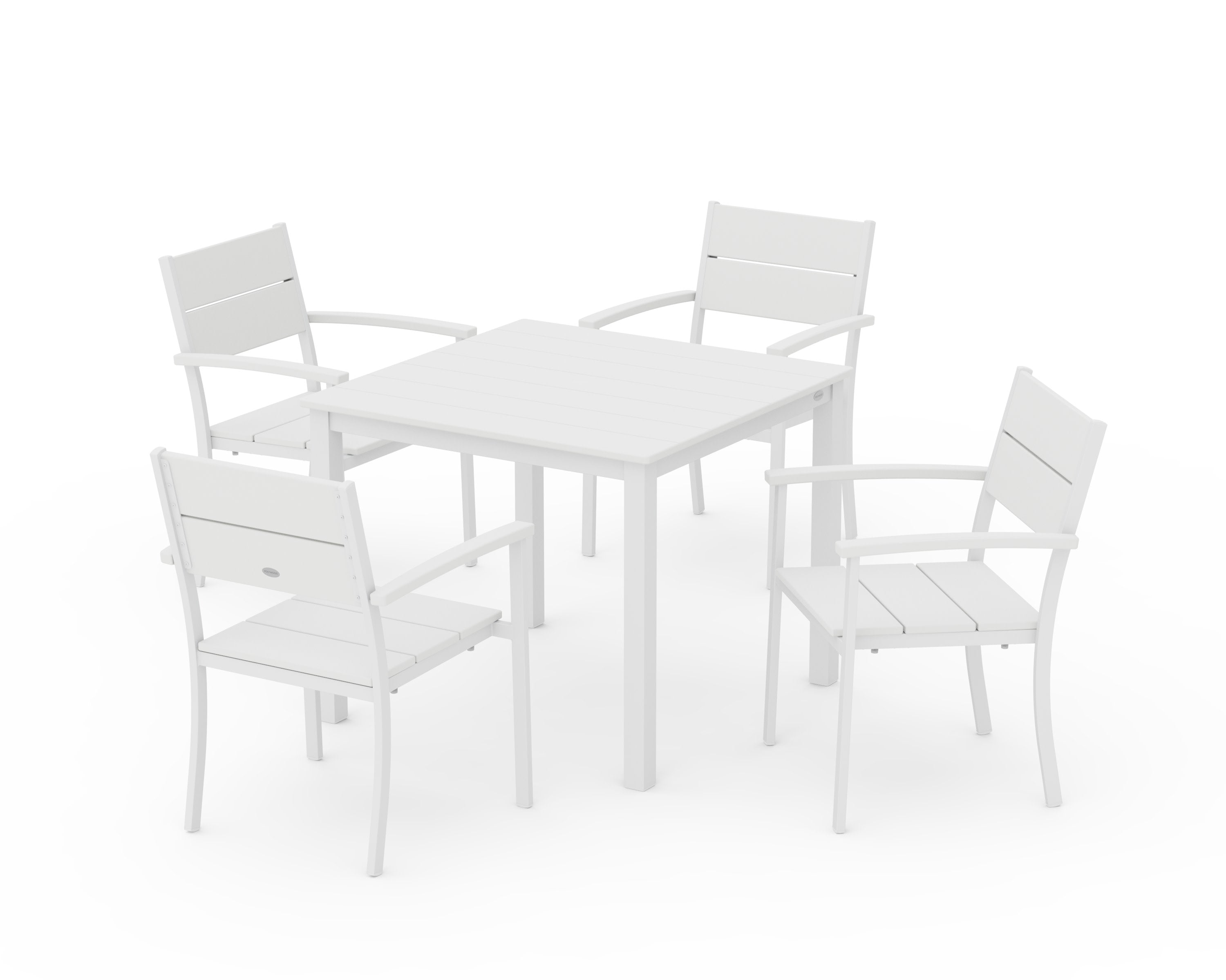 Main Street 5-Piece Dining Set in White / White