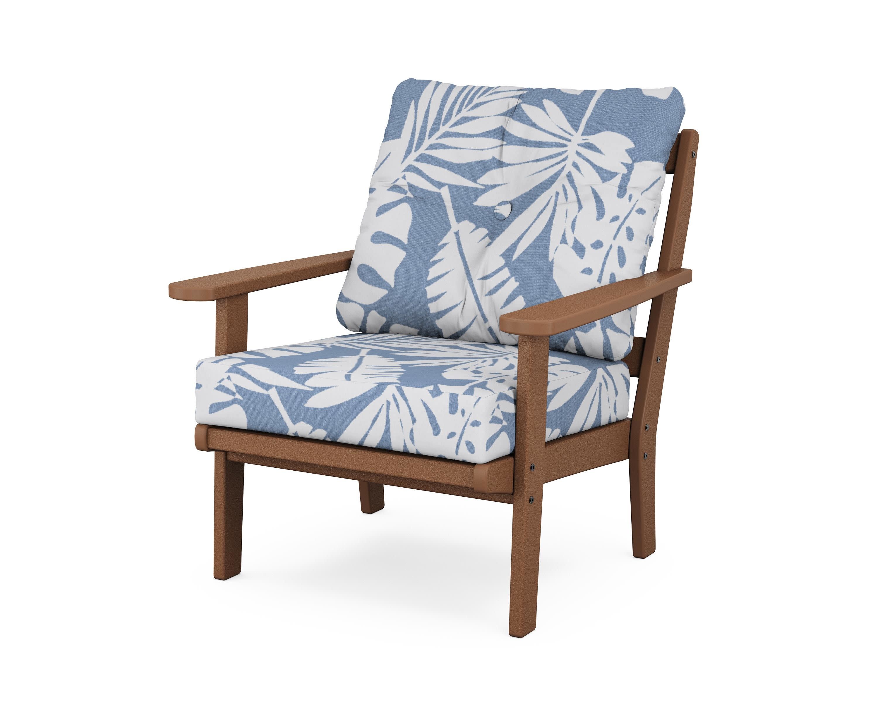 Mission Deep Seating Chair in Teak / Leaf Sky Blue