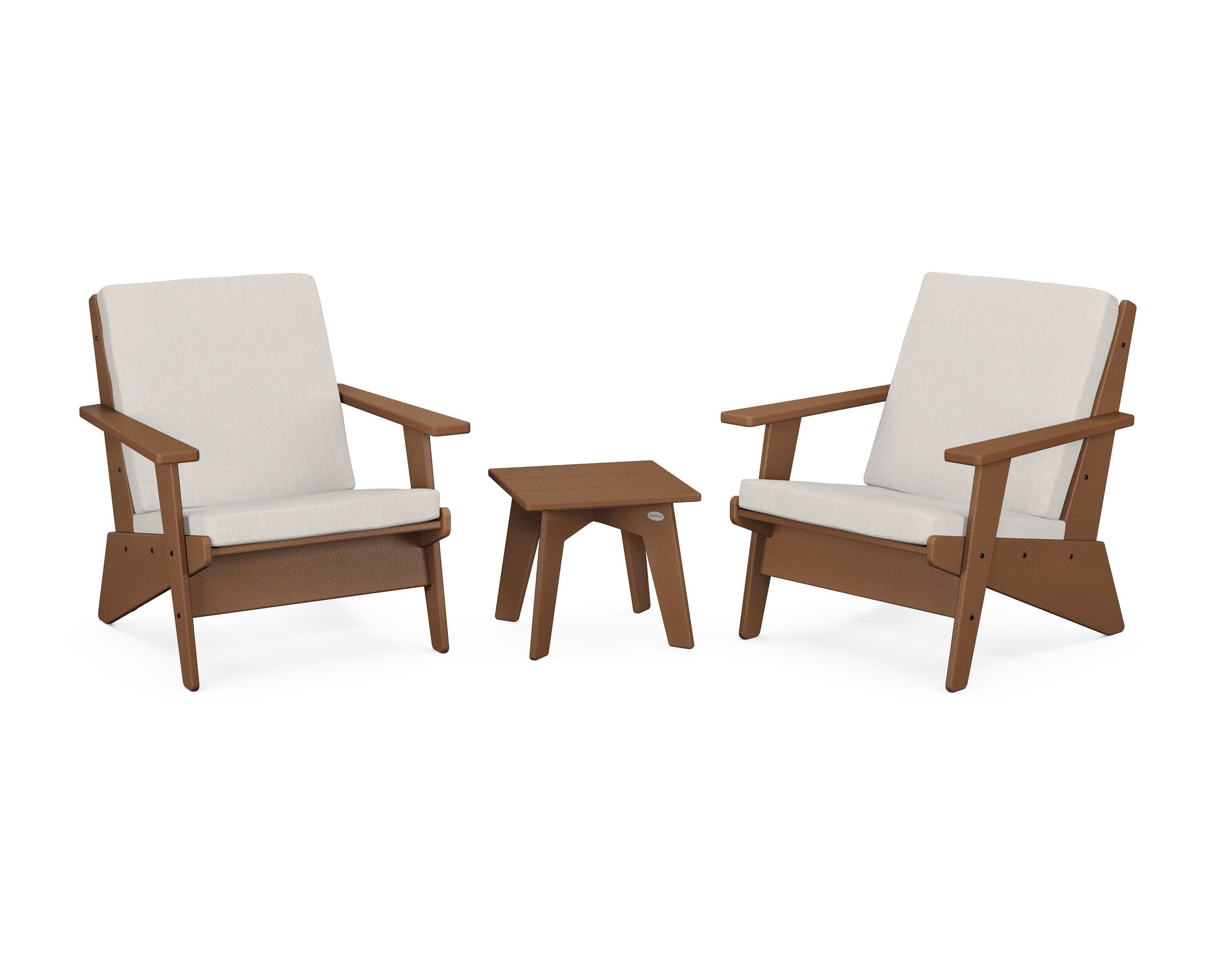 Riviera Modern Lounge 3-Piece Set in Teak / Cast Ash