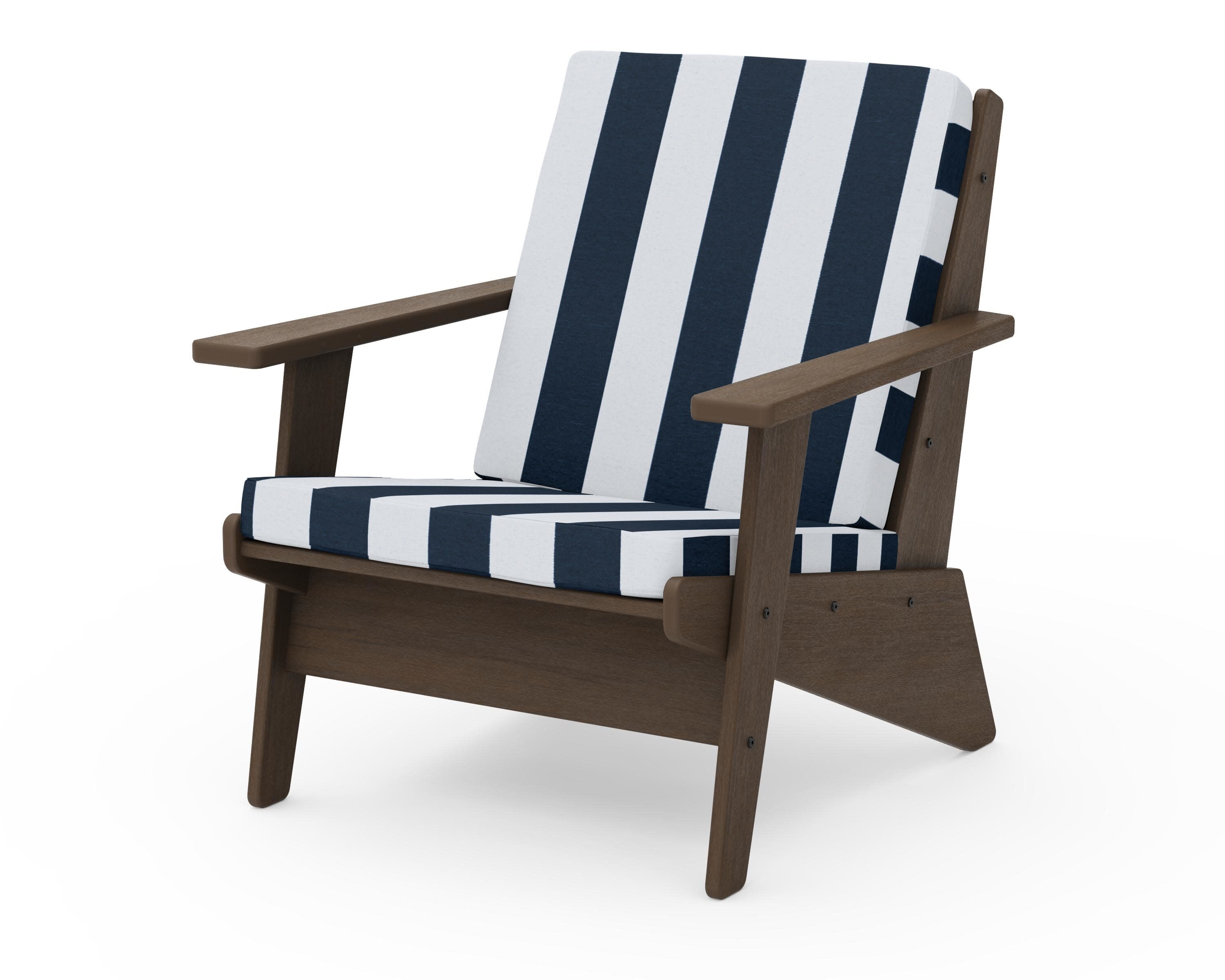 Riviera Modern Lounge Chair in Kona / Cabana Stripe Marine Indigo