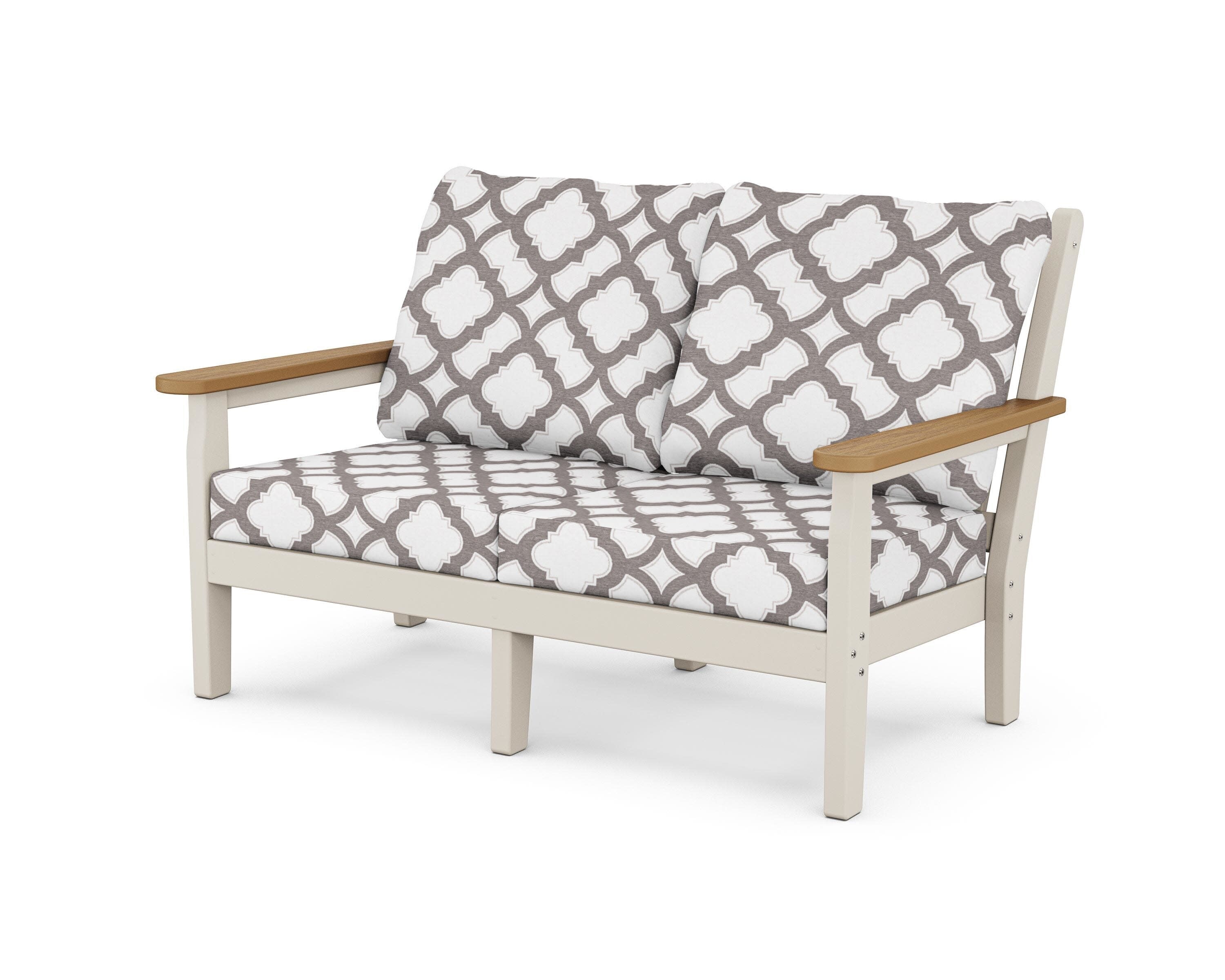 Chippendale Deep Seating Loveseat in Sand / Natural / Trellis Grey Mist