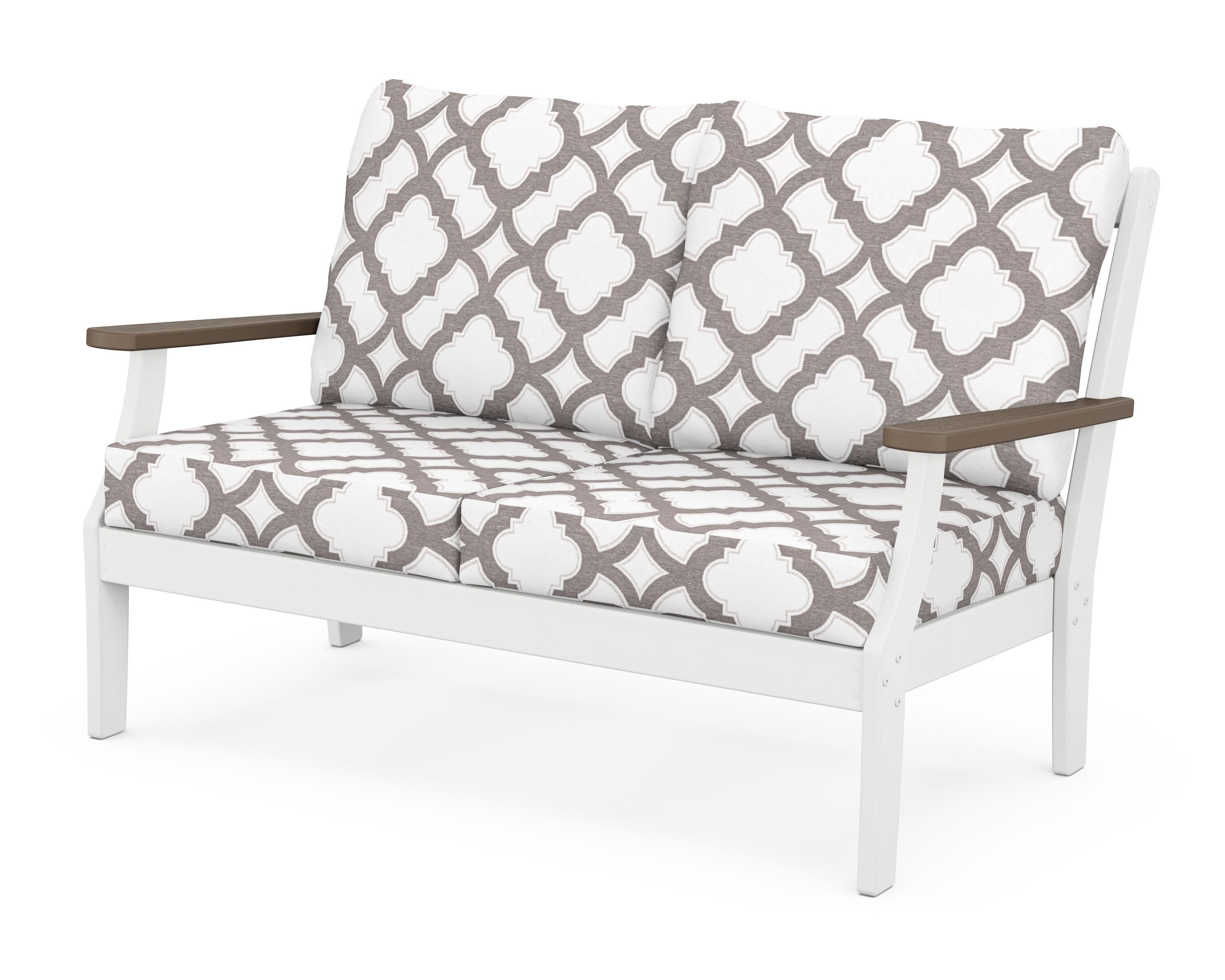 Braxton Deep Seating Loveseat in White / Kona / Trellis Grey Mist