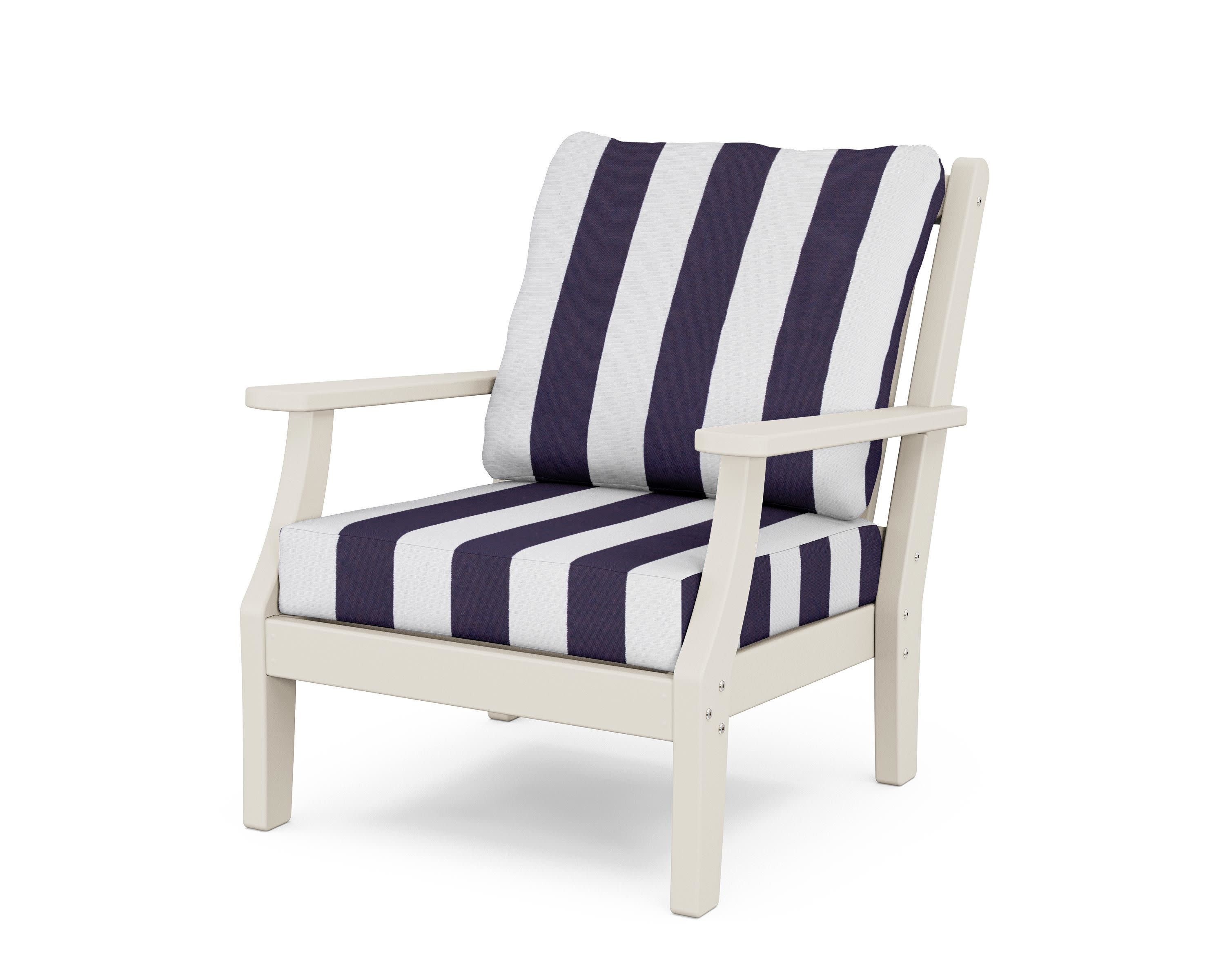 Wovendale Deep Seating Chair in Sand / Cabana Stripe Navy