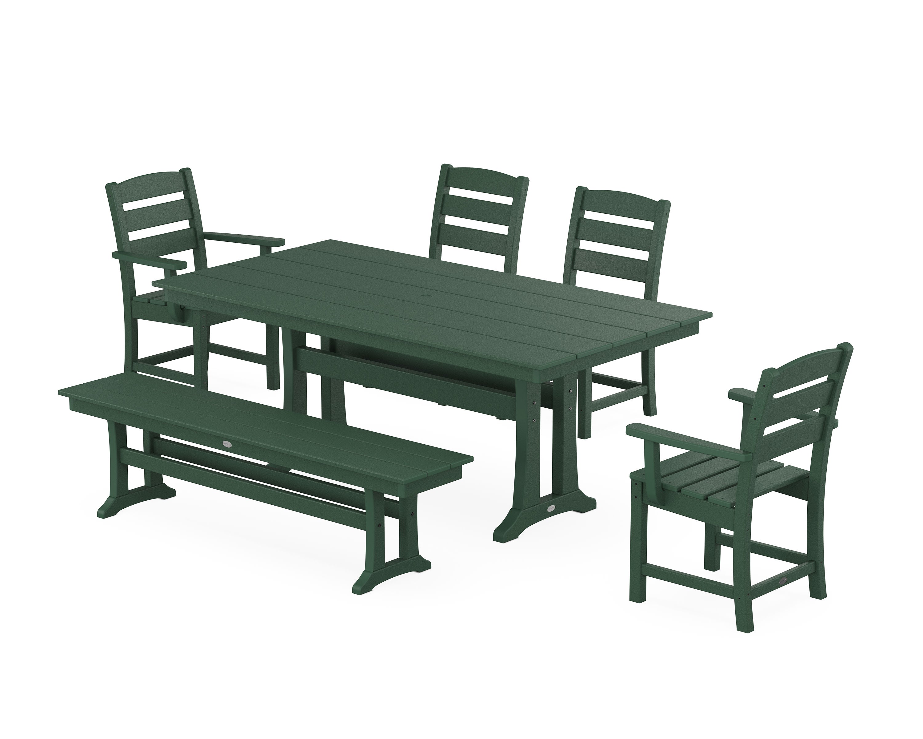 Lakeside 6-Piece Farmhouse Dining Set With Trestle Legs in Green