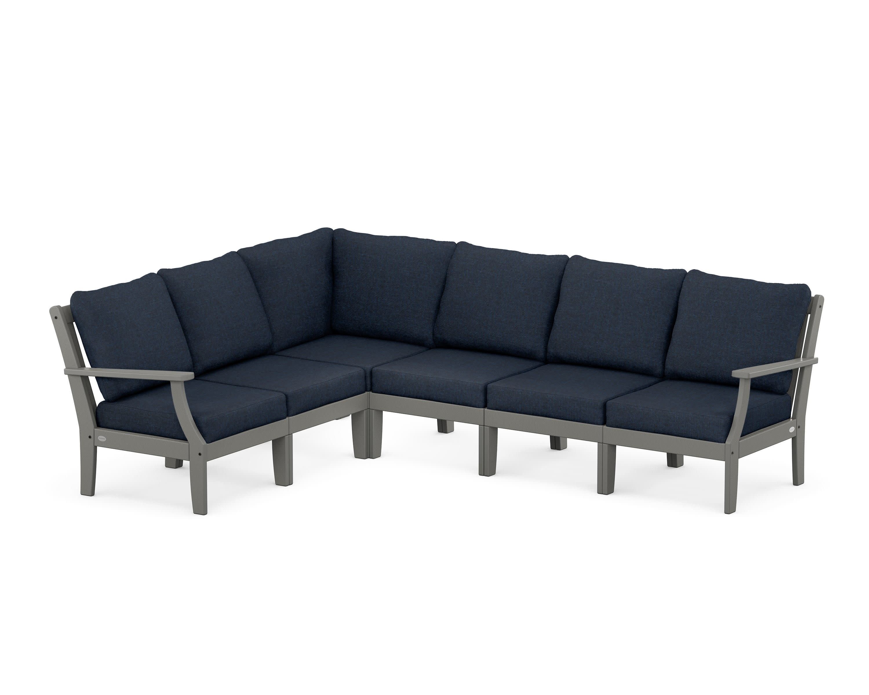 Braxton Modular 6-Piece Deep Seating Set in Slate Grey / Marine Indigo