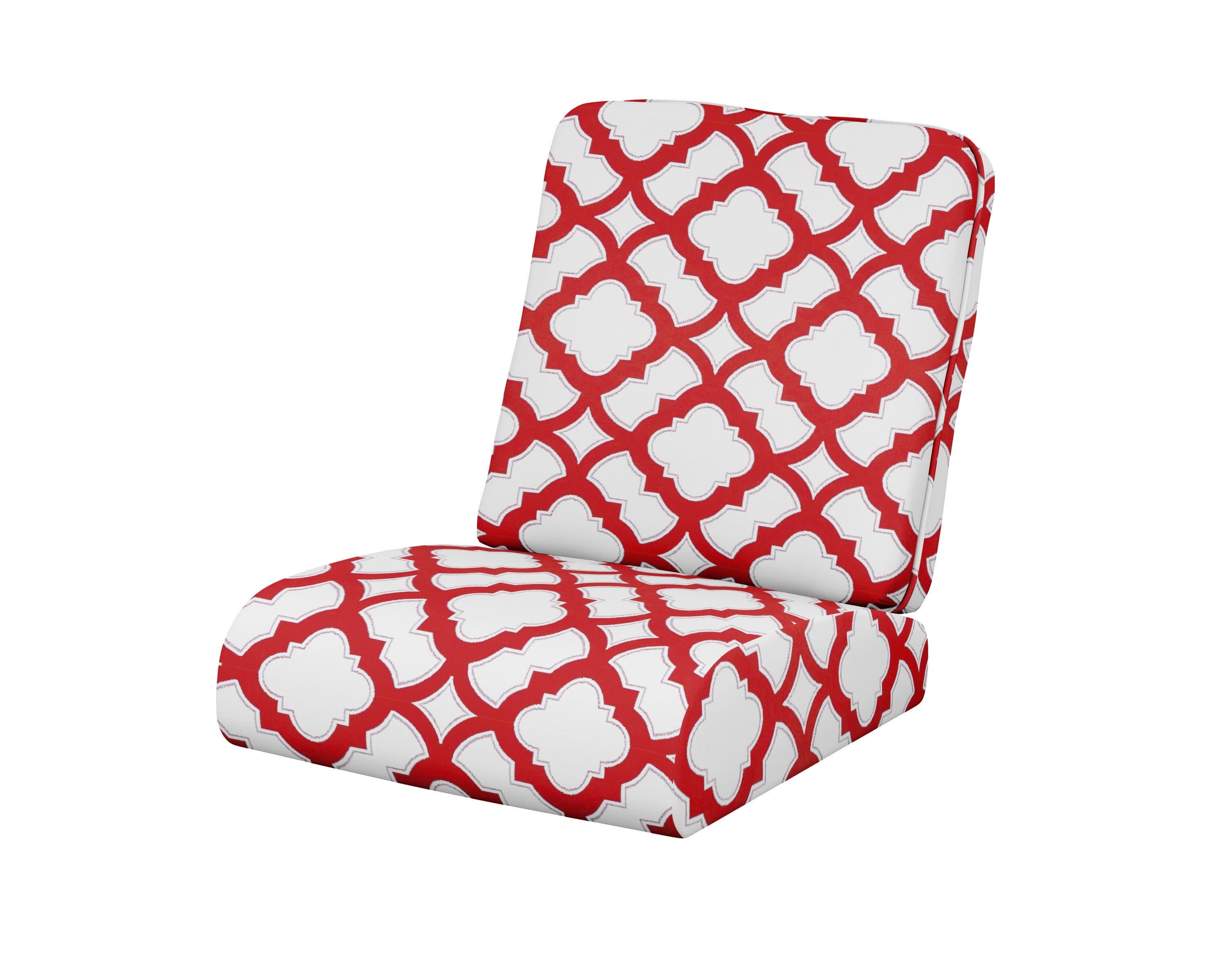 Club Seat/Back Cushion in Trellis Crimson