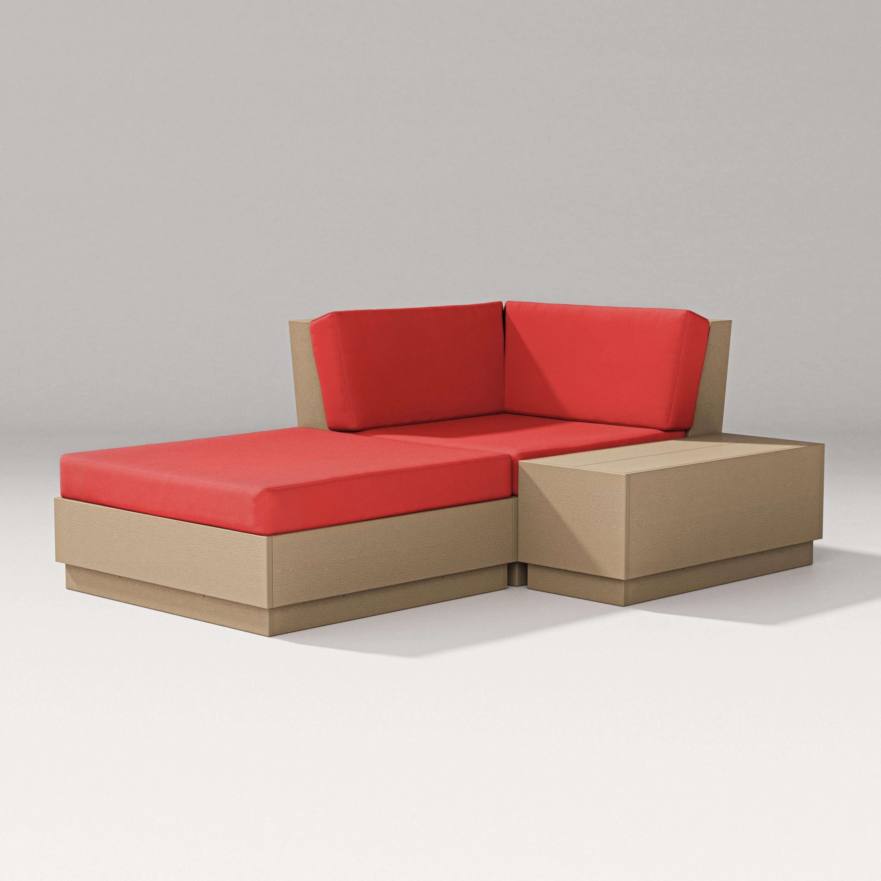 Elevate Corner Chaise in Vintage Sahara / Crimson Linen