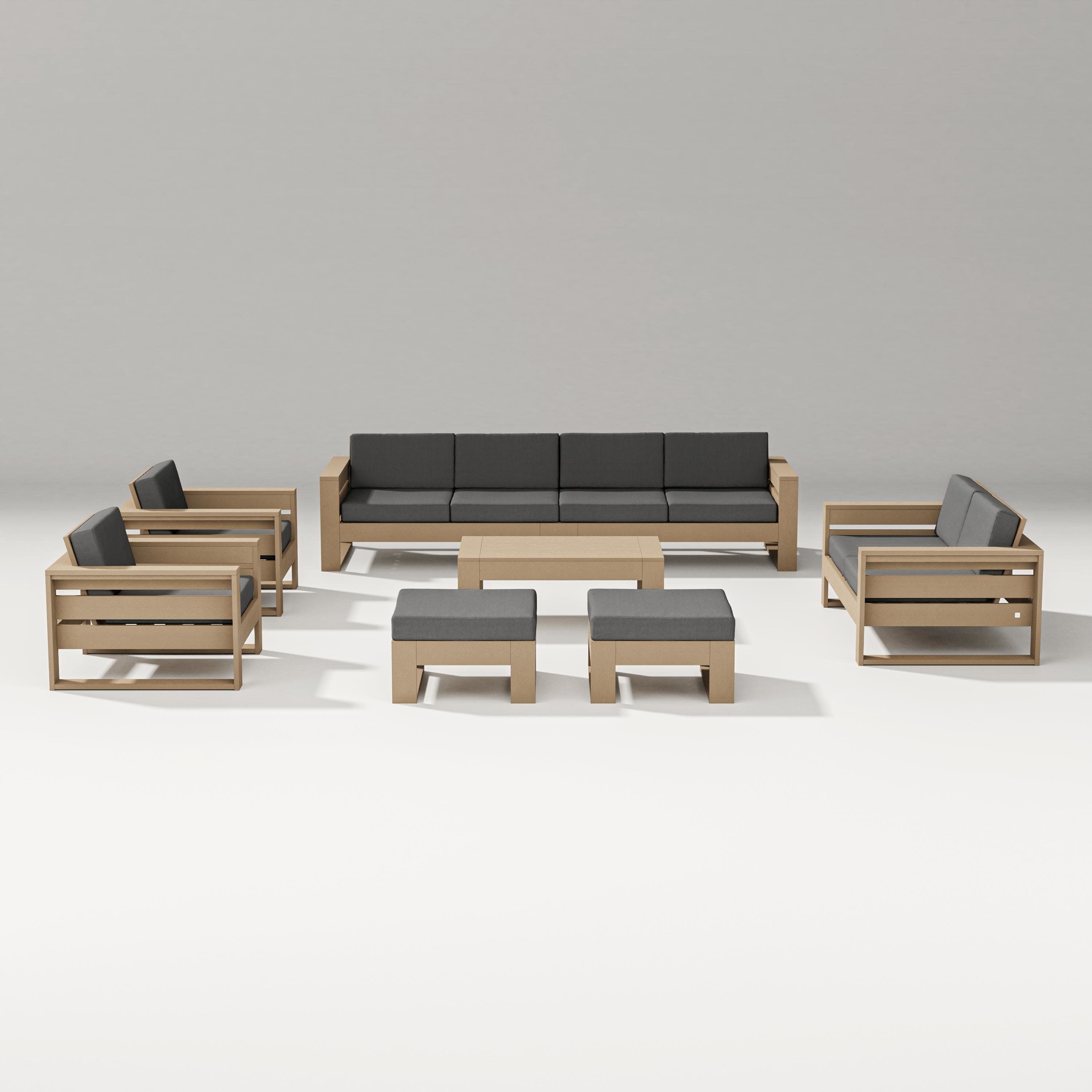 Latitude 8-Piece Lounge Sofa Set in Vintage Sahara / Spectrum Carbon