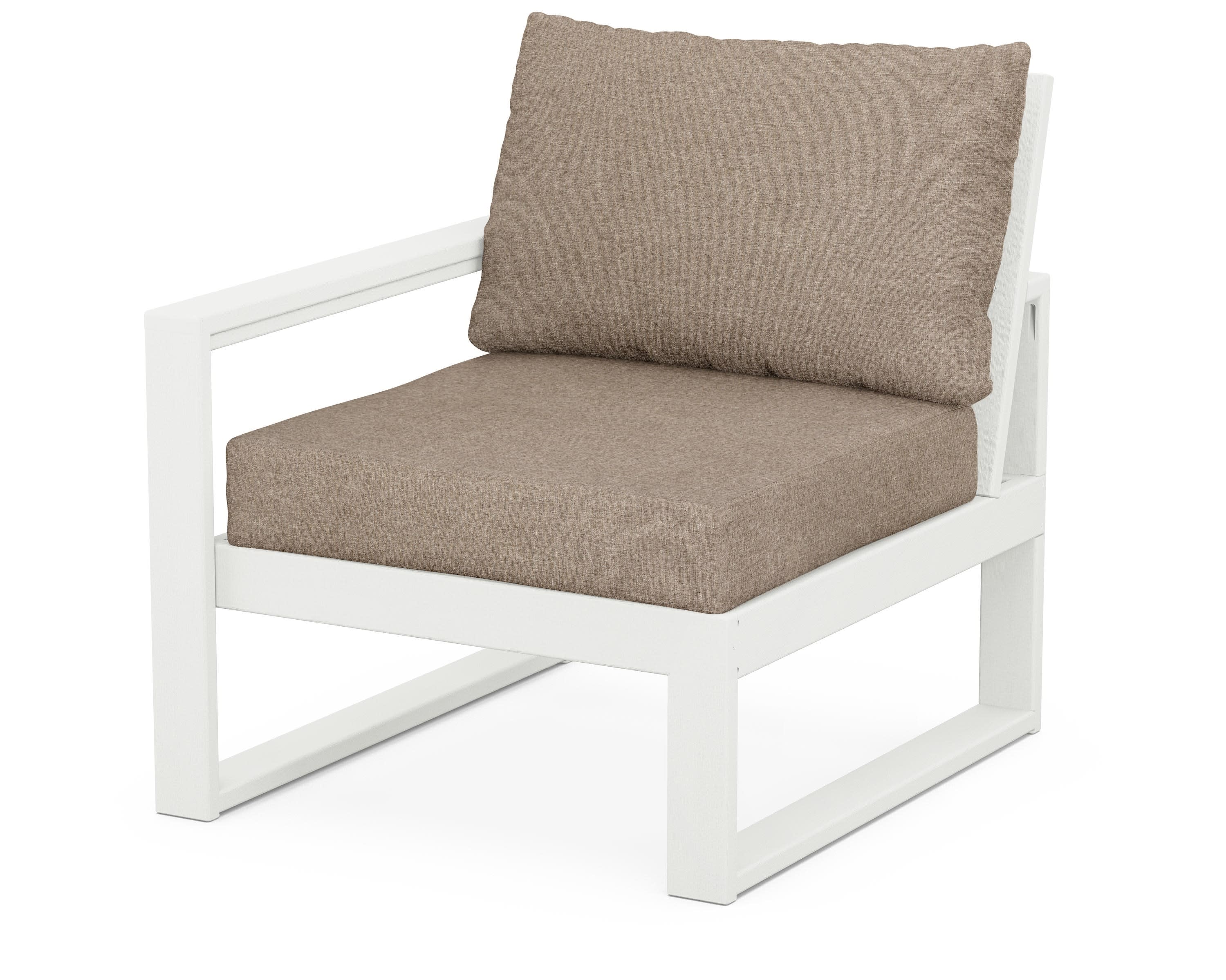 EDGE Modular Left Arm Chair in Vintage White / Spiced Burlap