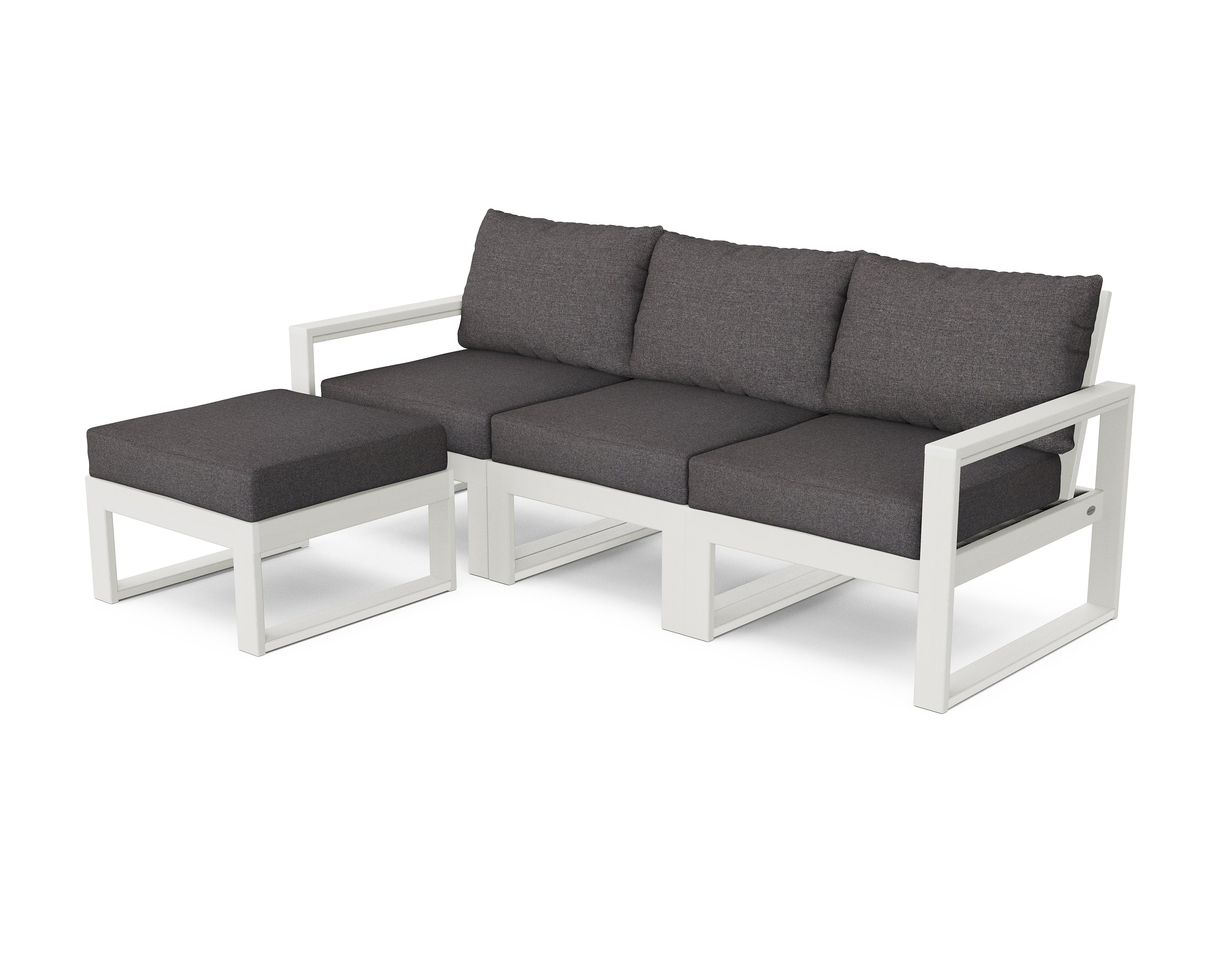 EDGE 4-Piece Modular Deep Seating Set with Ottoman in Vintage White / Ash Charcoal