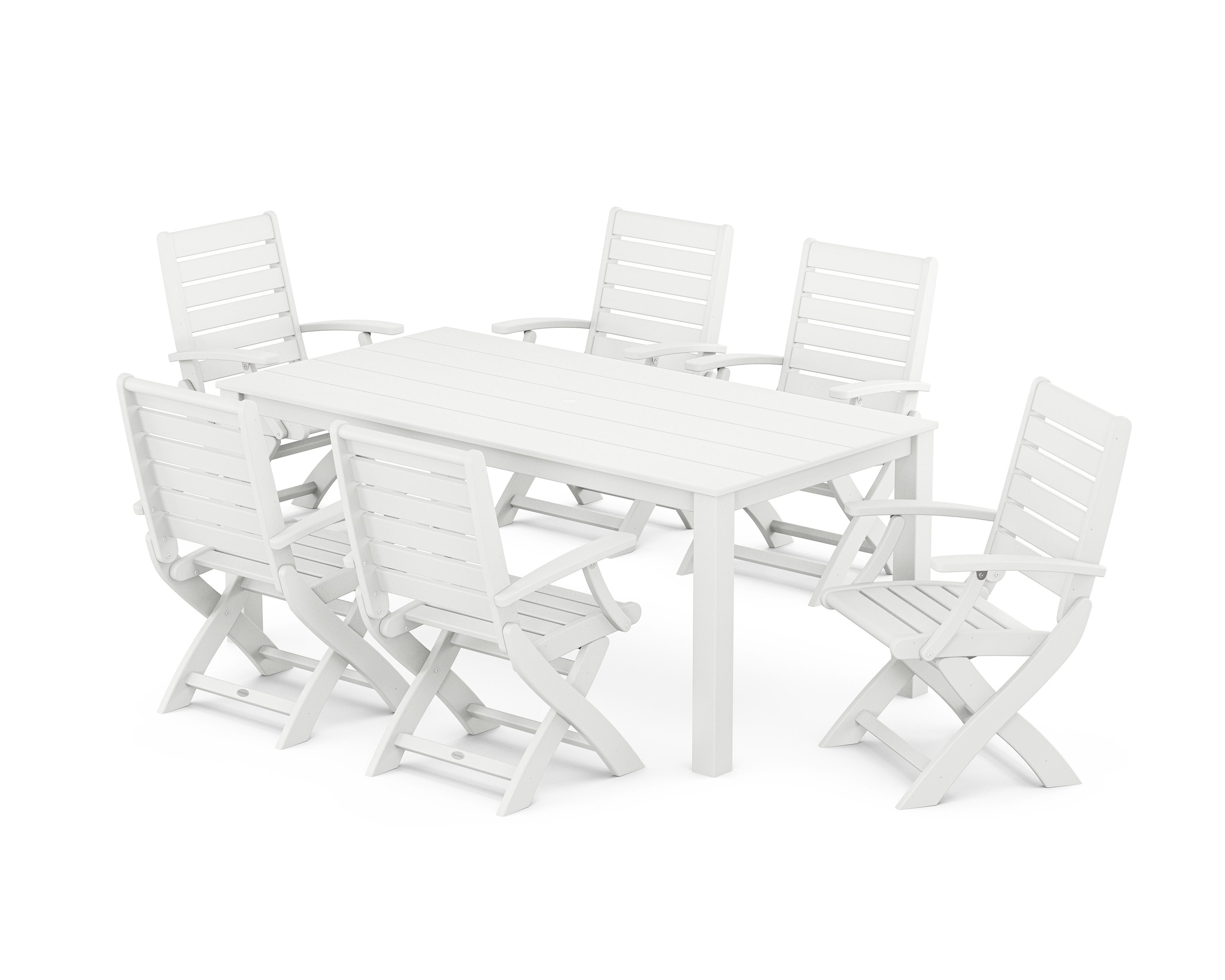 Signature Folding Chair 7-Piece Parsons Dining Set in White