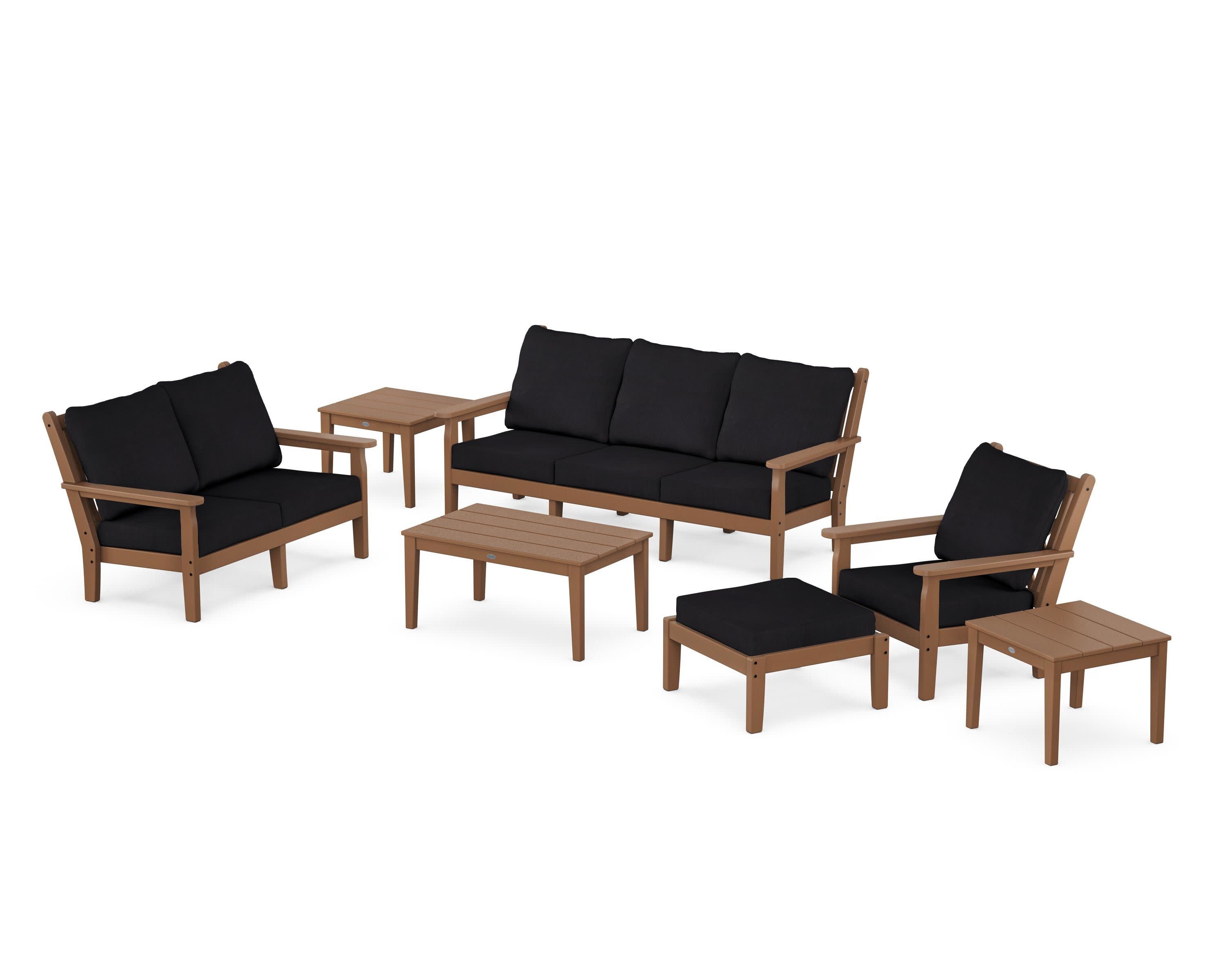 Chippendale 7-Piece Deep Seating Set in Teak / Midnight Linen