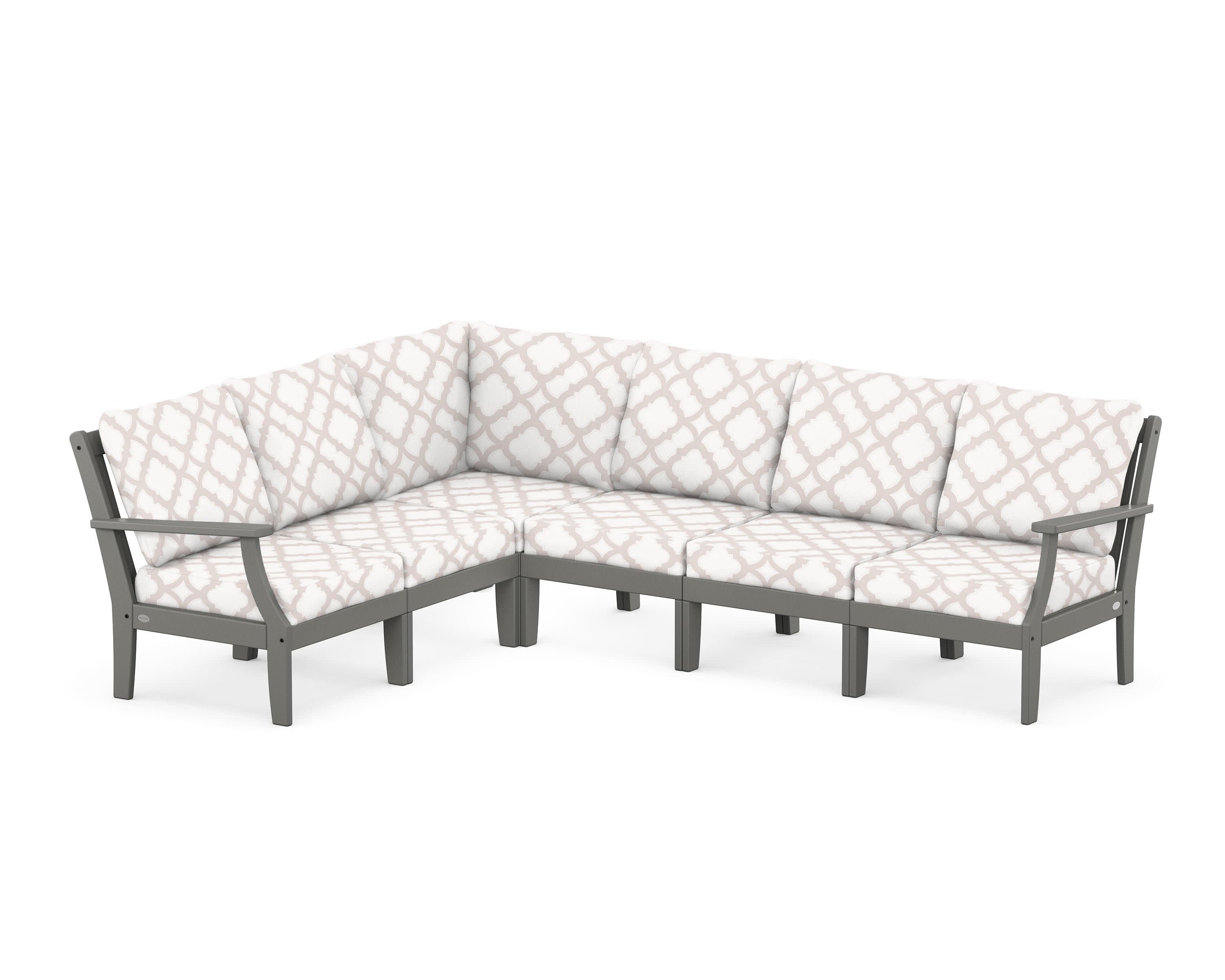 Braxton Modular 6-Piece Deep Seating Set in Slate Grey / Trellis Dune Burlap