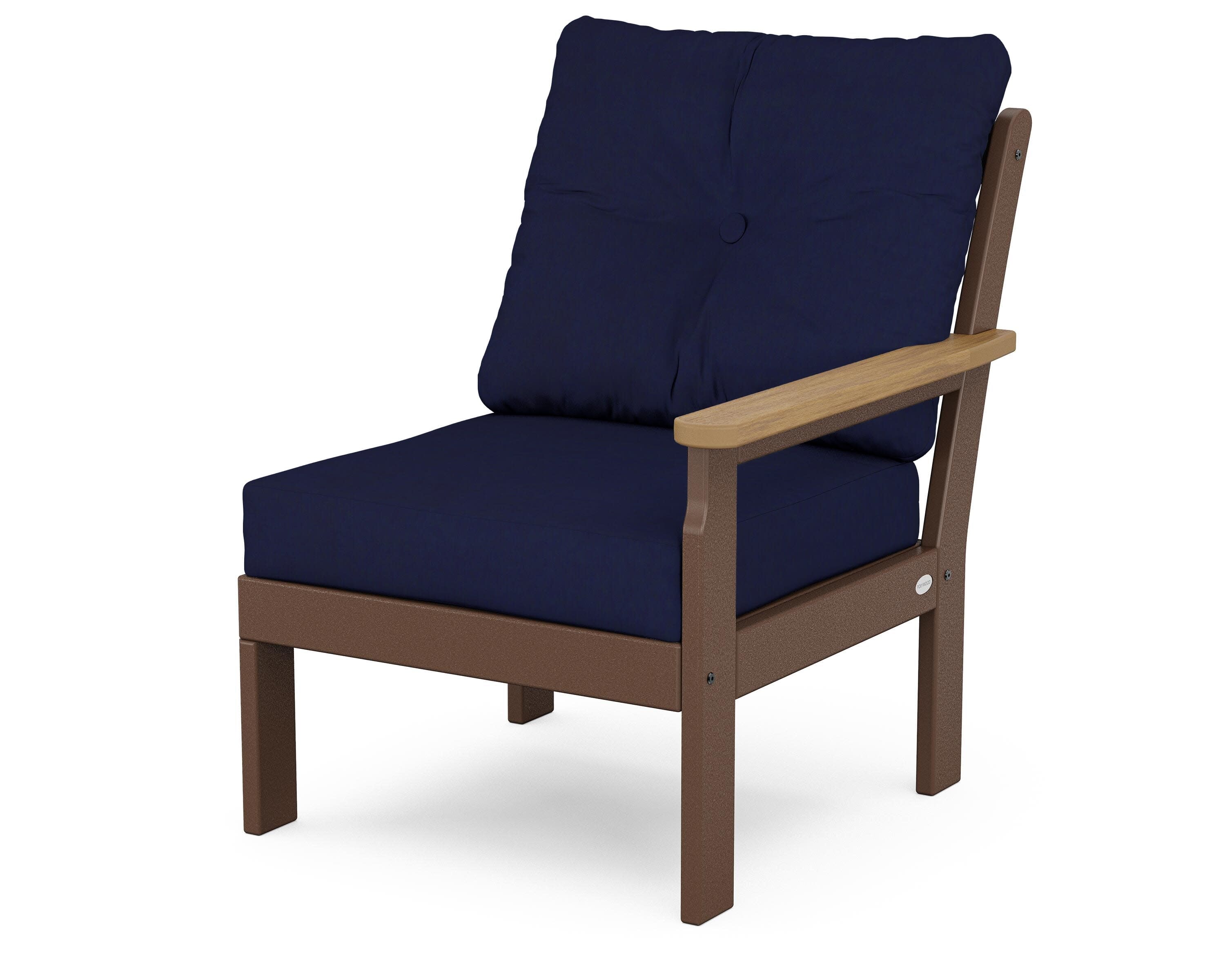 Vineyard Modular Right Arm Chair in Mahogany / Natural / Navy