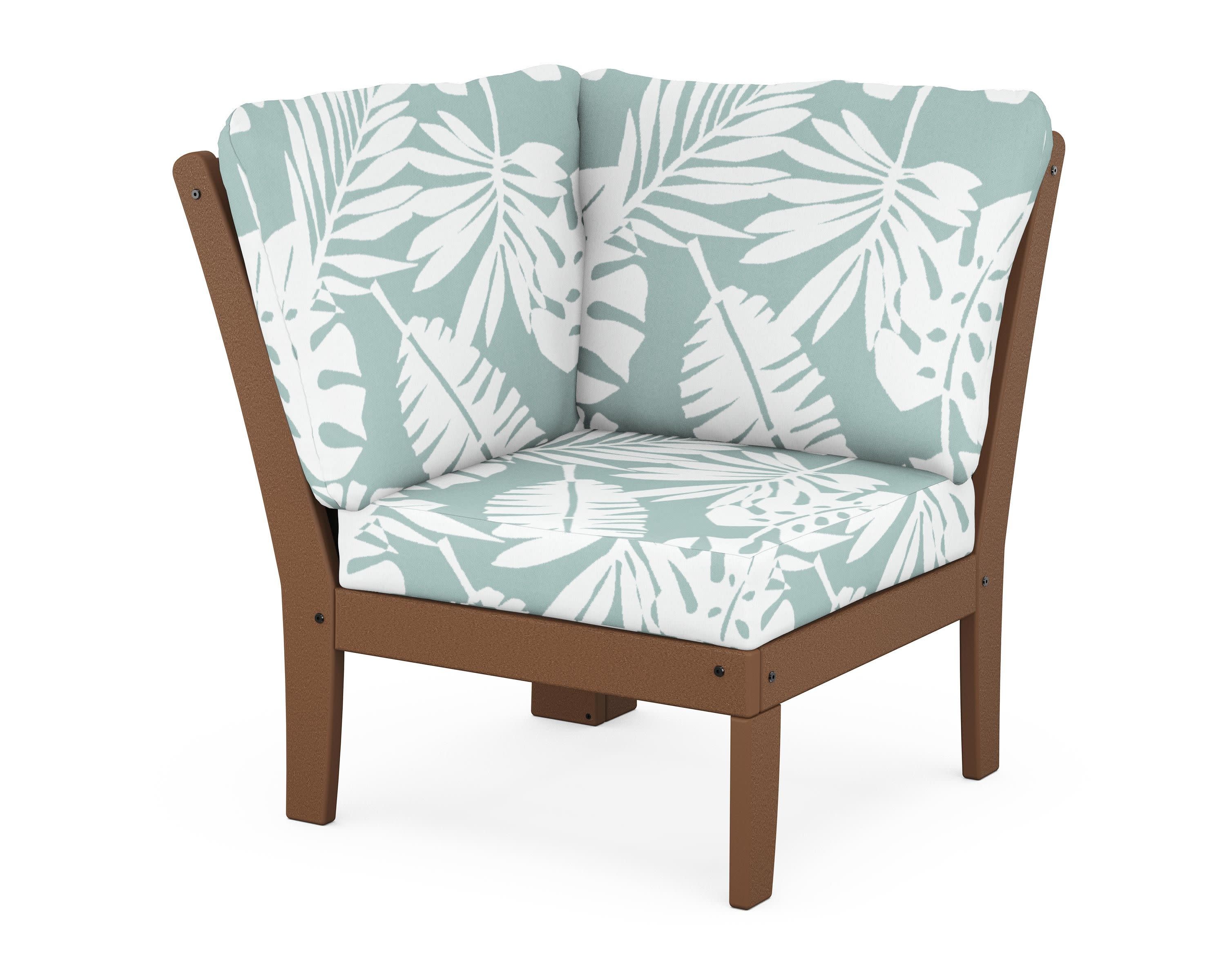 Braxton Modular Corner Chair in Teak / Leaf Glacier Spa