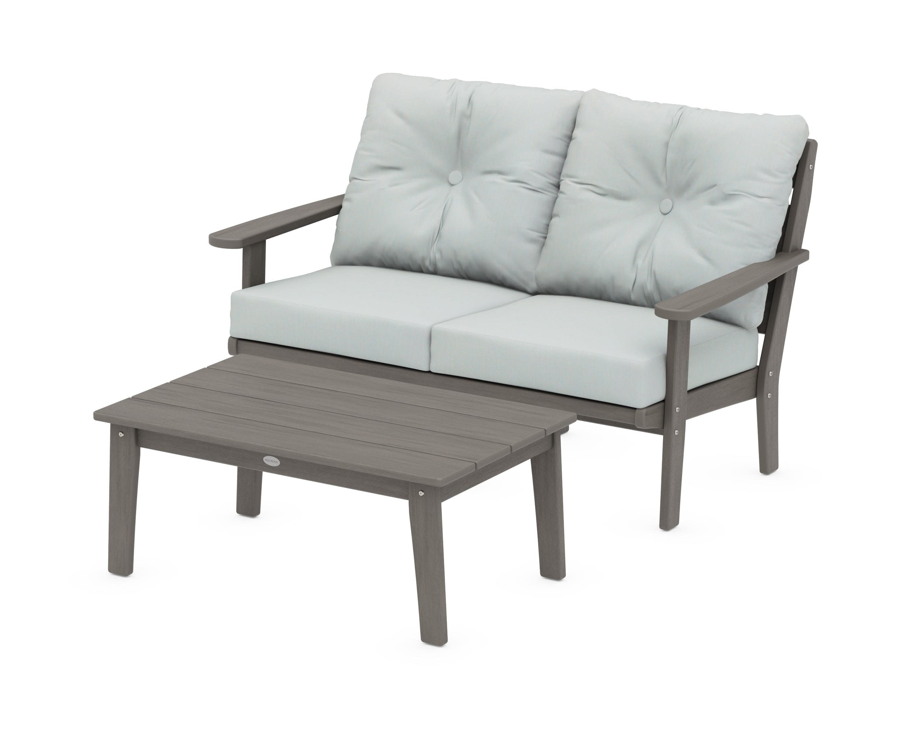 Lakeside 2-Piece Lounge Loveseat Set in Driftwood / Spa