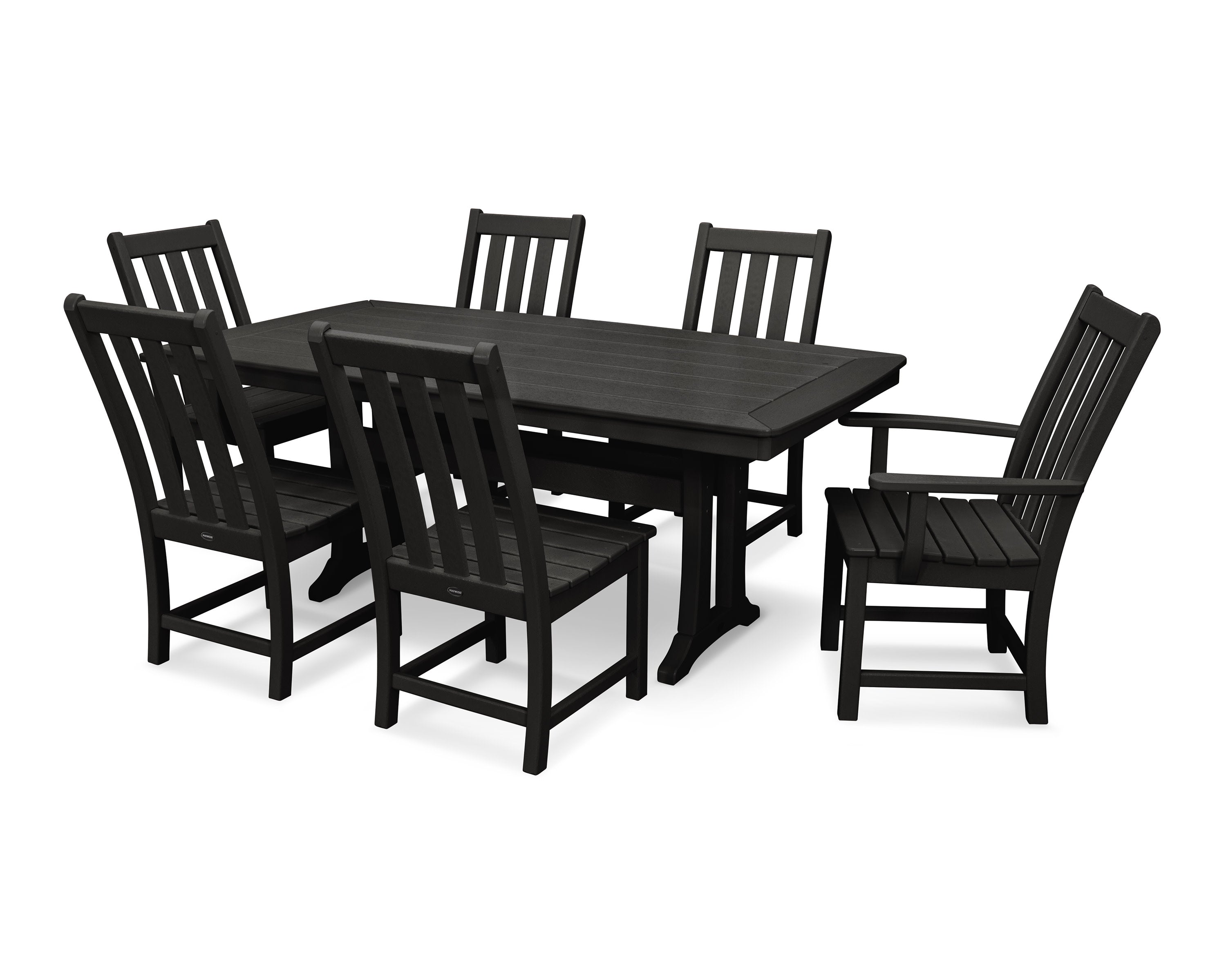 Vineyard 7-Piece Dining Set with Trestle Legs in Black