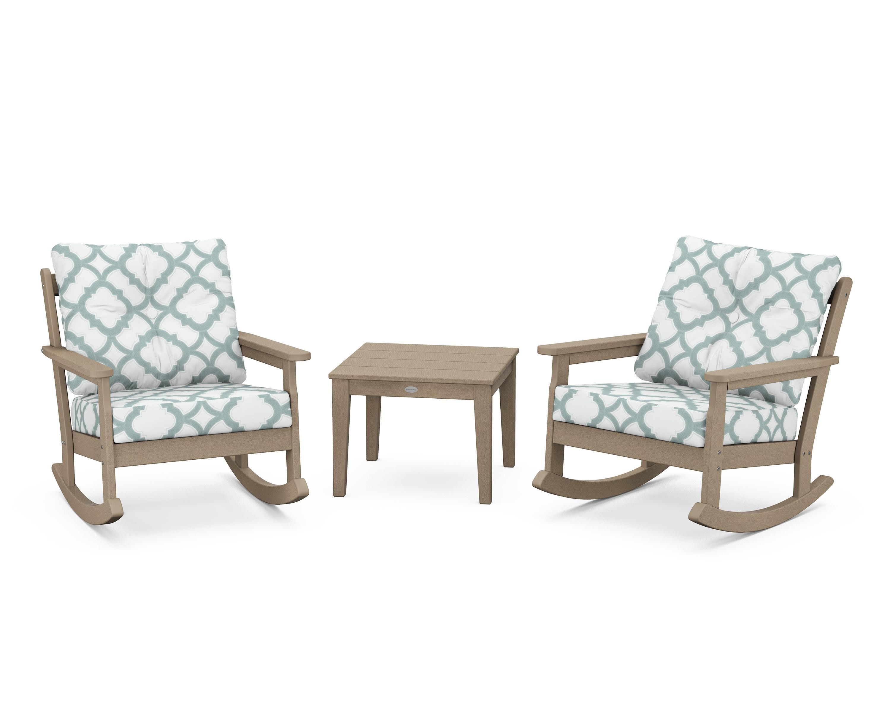 Vineyard 3-Piece Deep Seating Rocker Set in Vintage Sahara / Trellis Glacier Spa