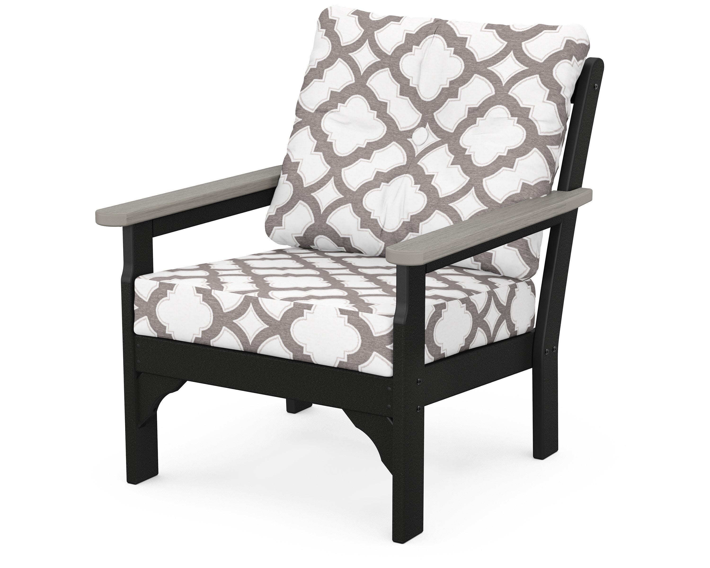 Vineyard Deep Seating Chair in Black / Driftwood / Trellis Grey Mist