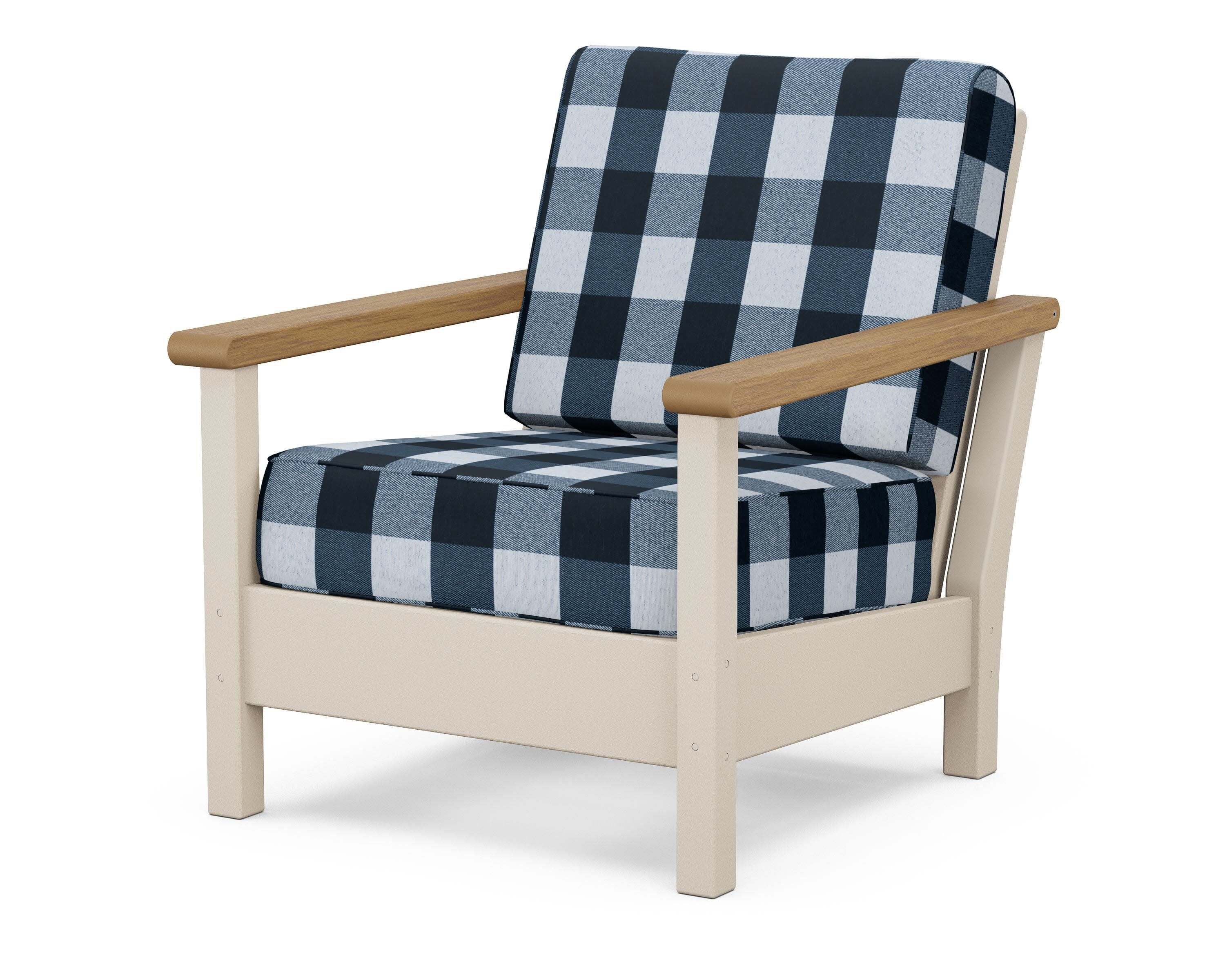 Harbour Deep Seating Chair in Sand / Natural / Buffalo Plaid Marine Indigo