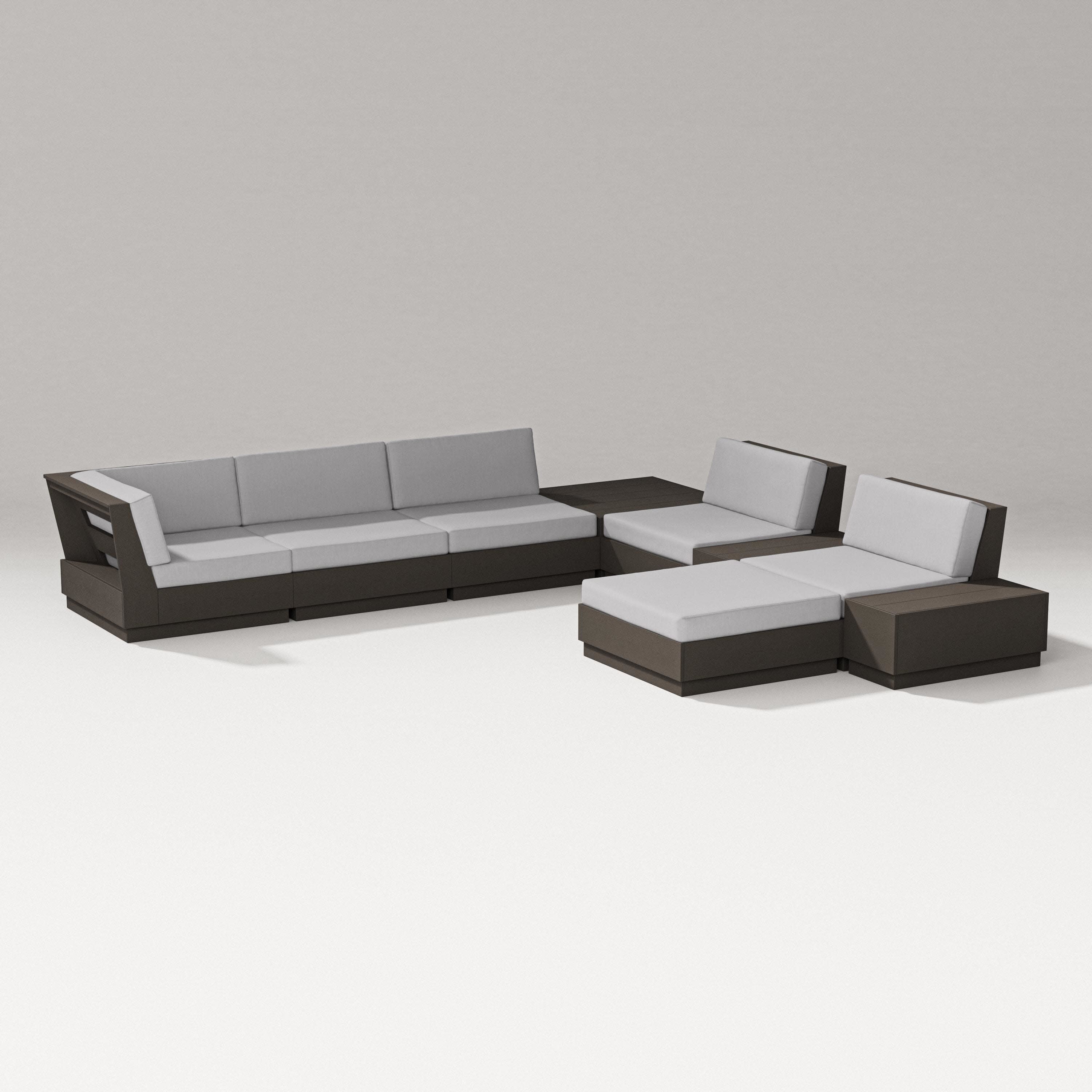 Elevate 9-Piece Conversation Sectional in Vintage Coffee / Granite