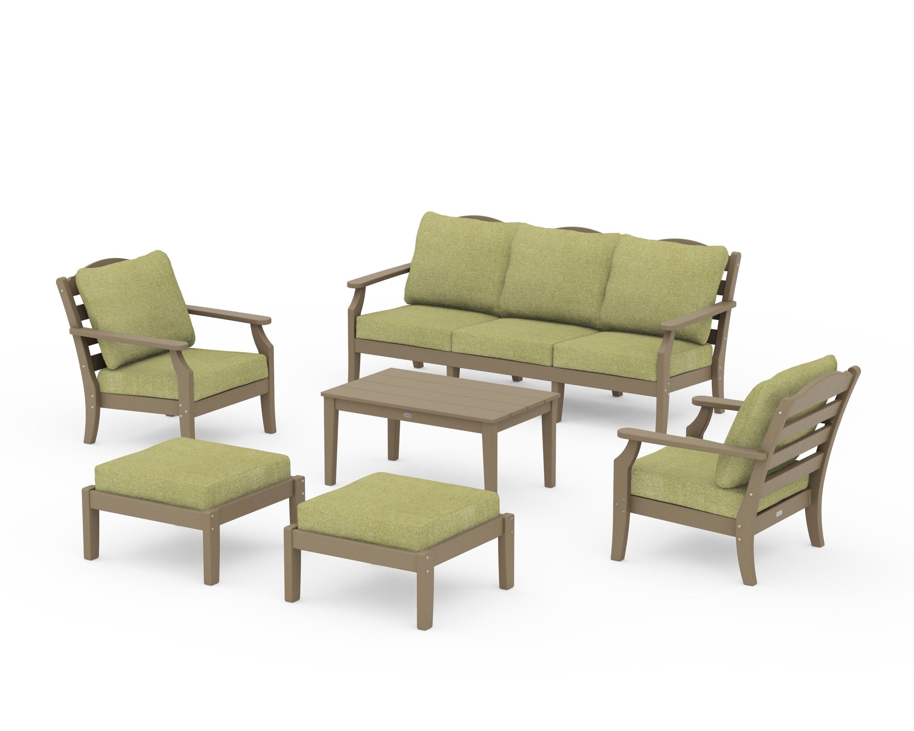 Savannah 6-Piece Lounge Sofa Set in Vintage Sahara / Chartreuse Boucle