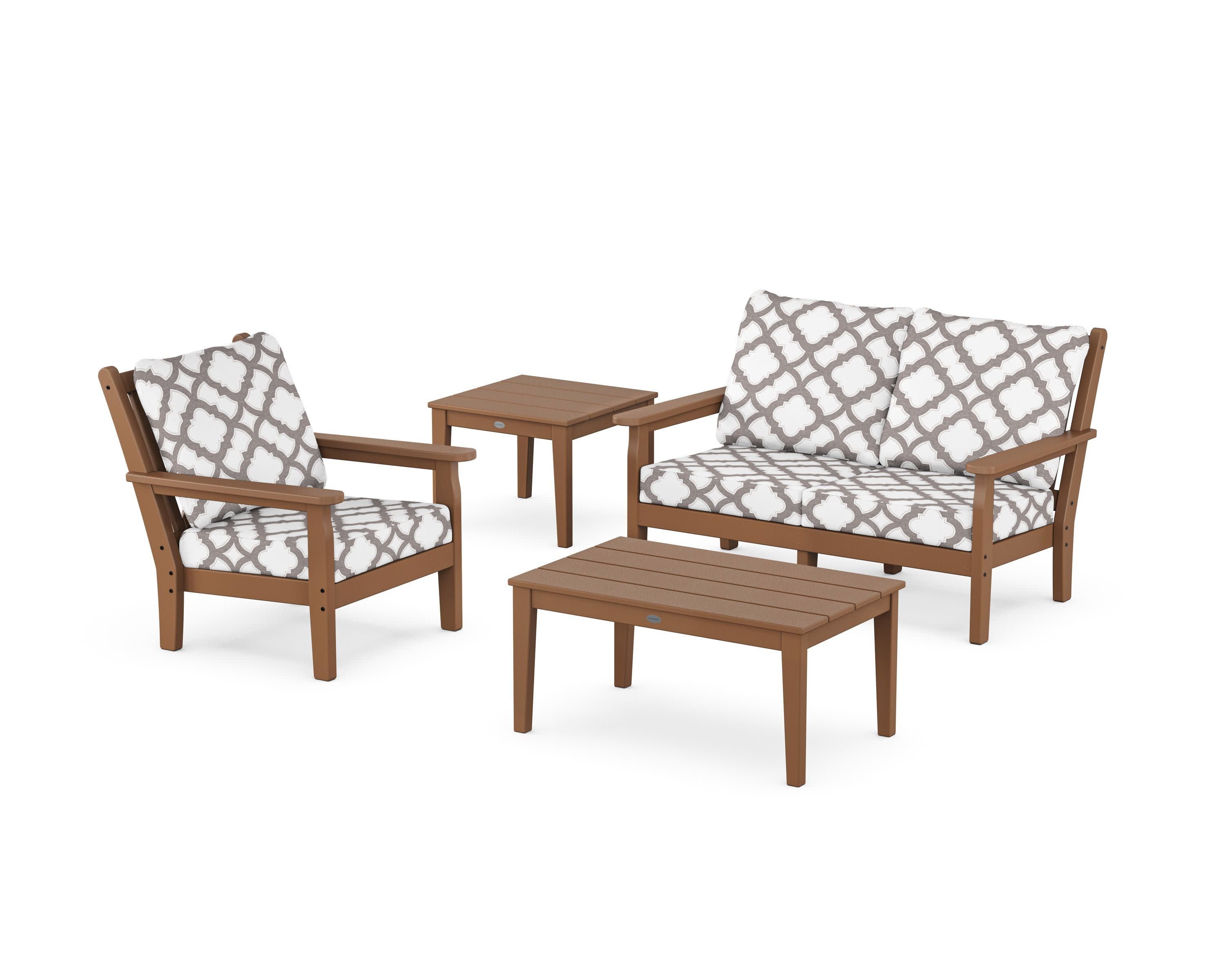 Chippendale 4-Piece Deep Seating Set in Teak / Trellis Grey Mist