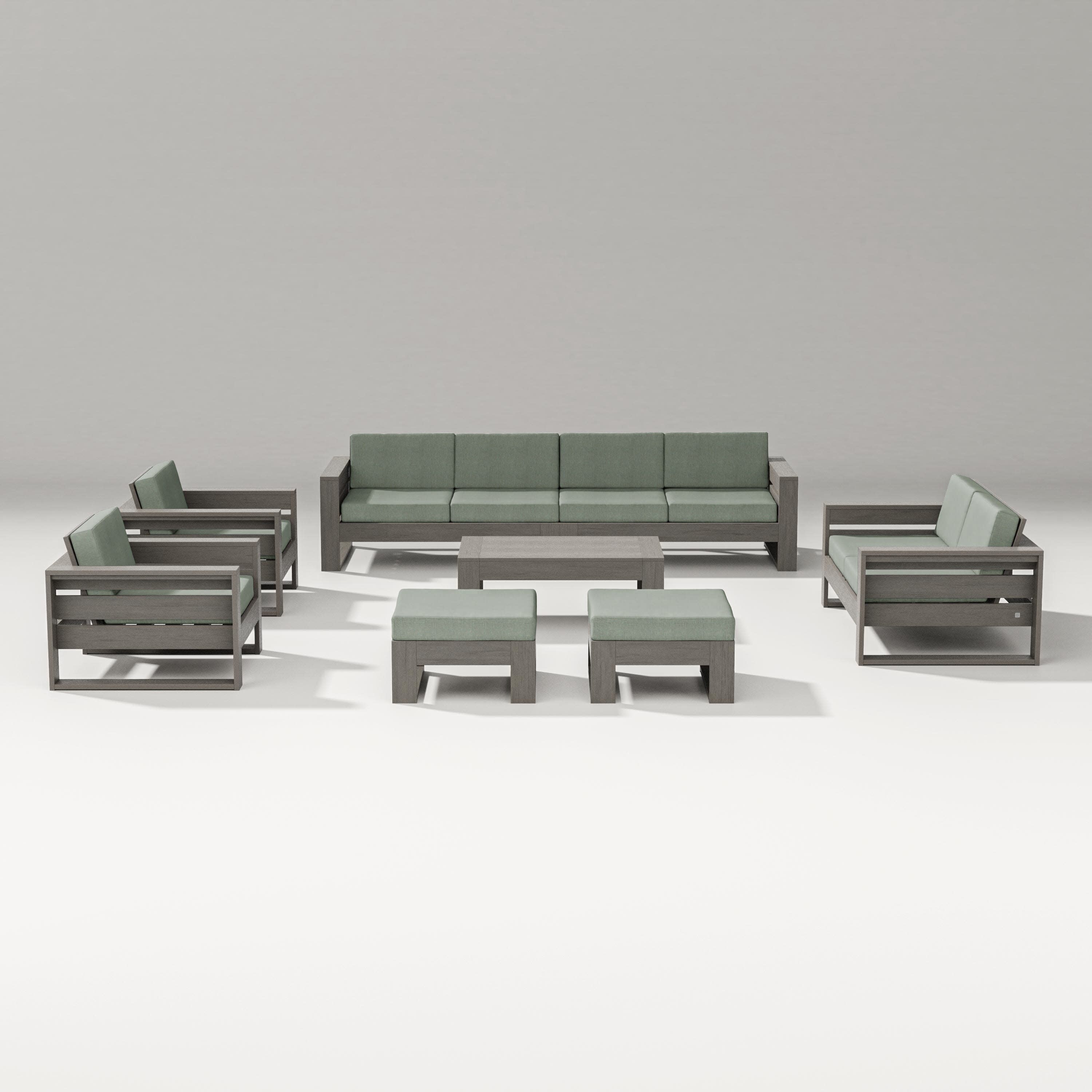 Latitude 8-Piece Lounge Sofa Set in Driftwood / Cast Sage