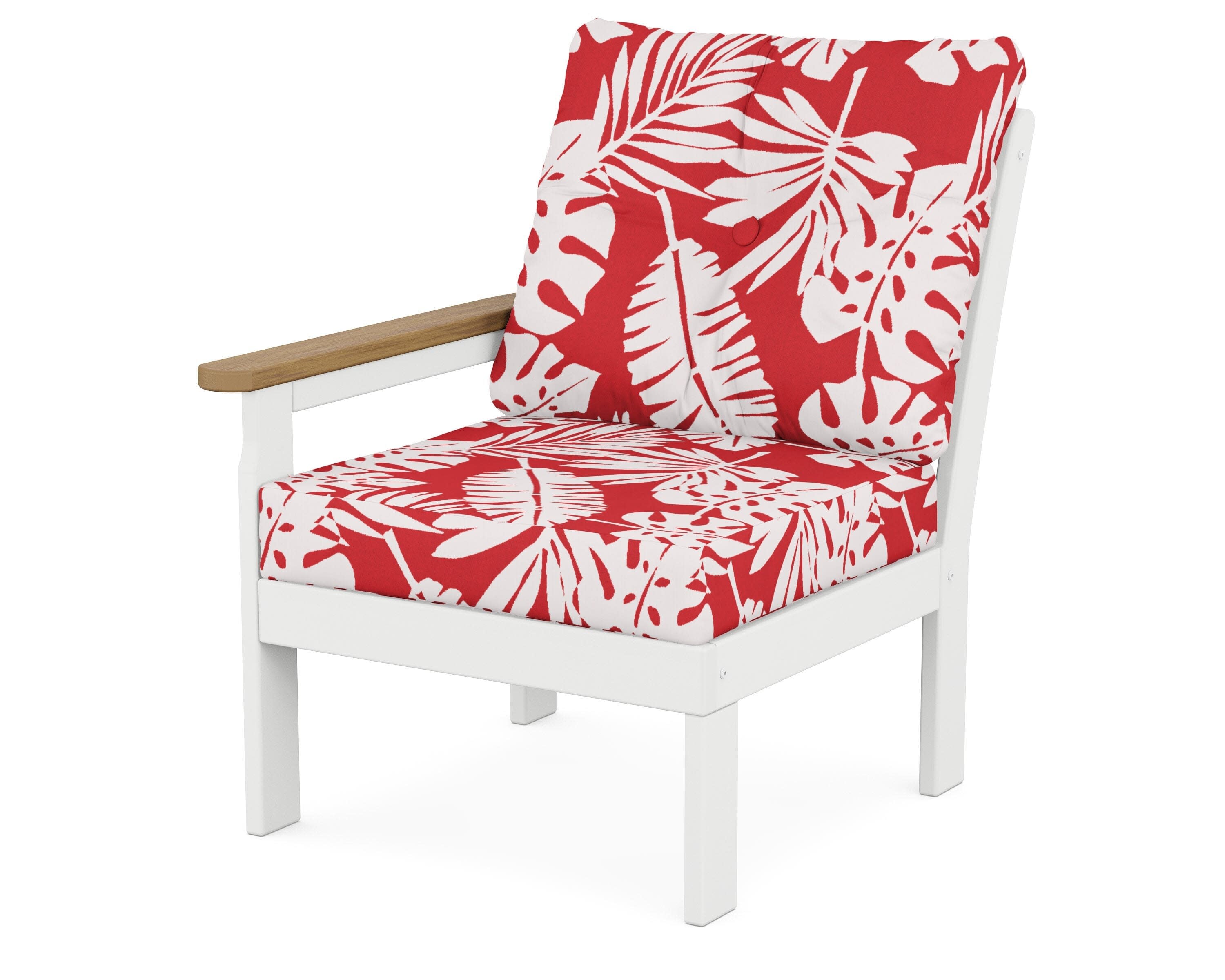 Vineyard Modular Left Arm Chair in White / Natural / Leaf Crimson