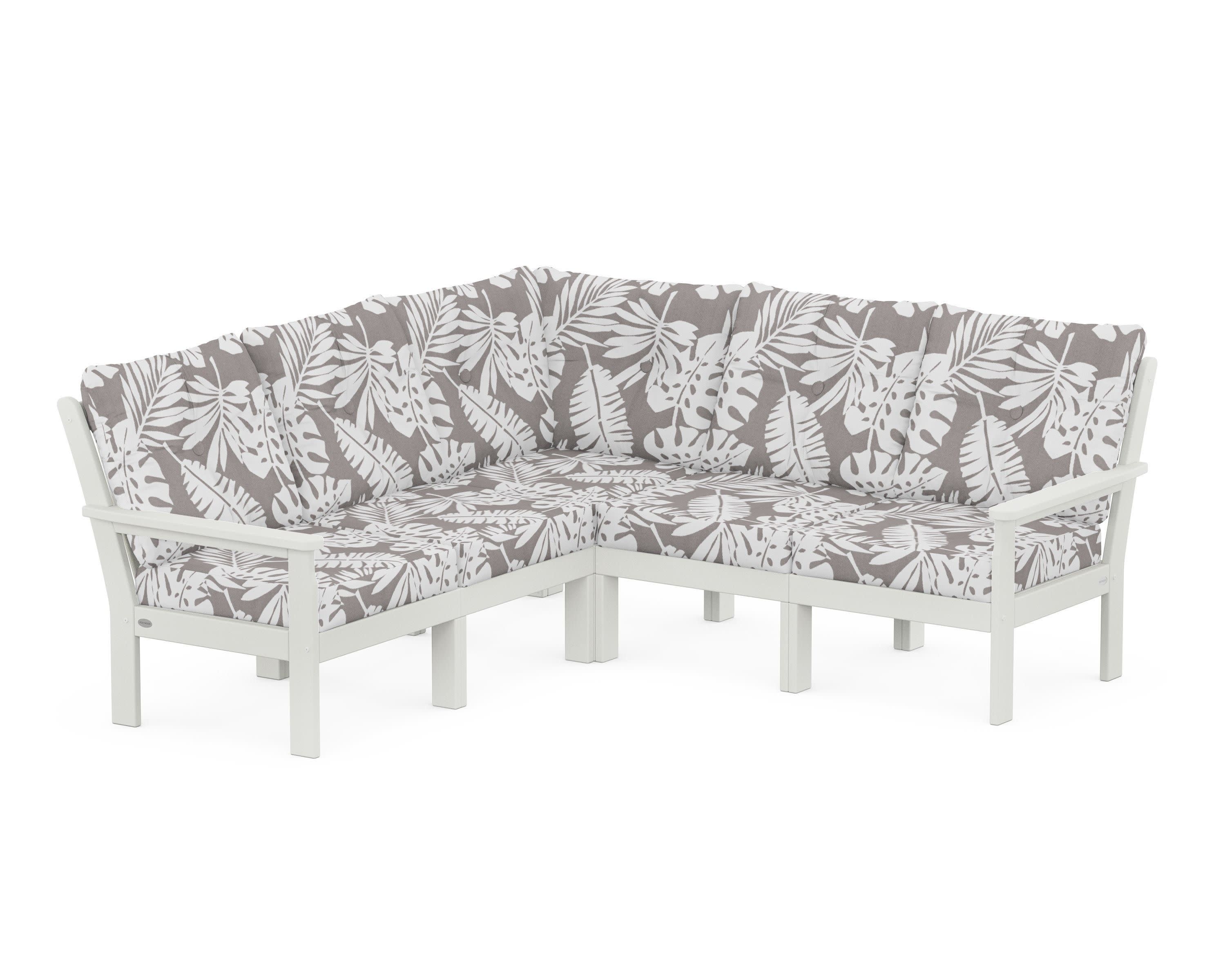 Vineyard 5-Piece Sectional in Vintage White / Leaf Grey Mist