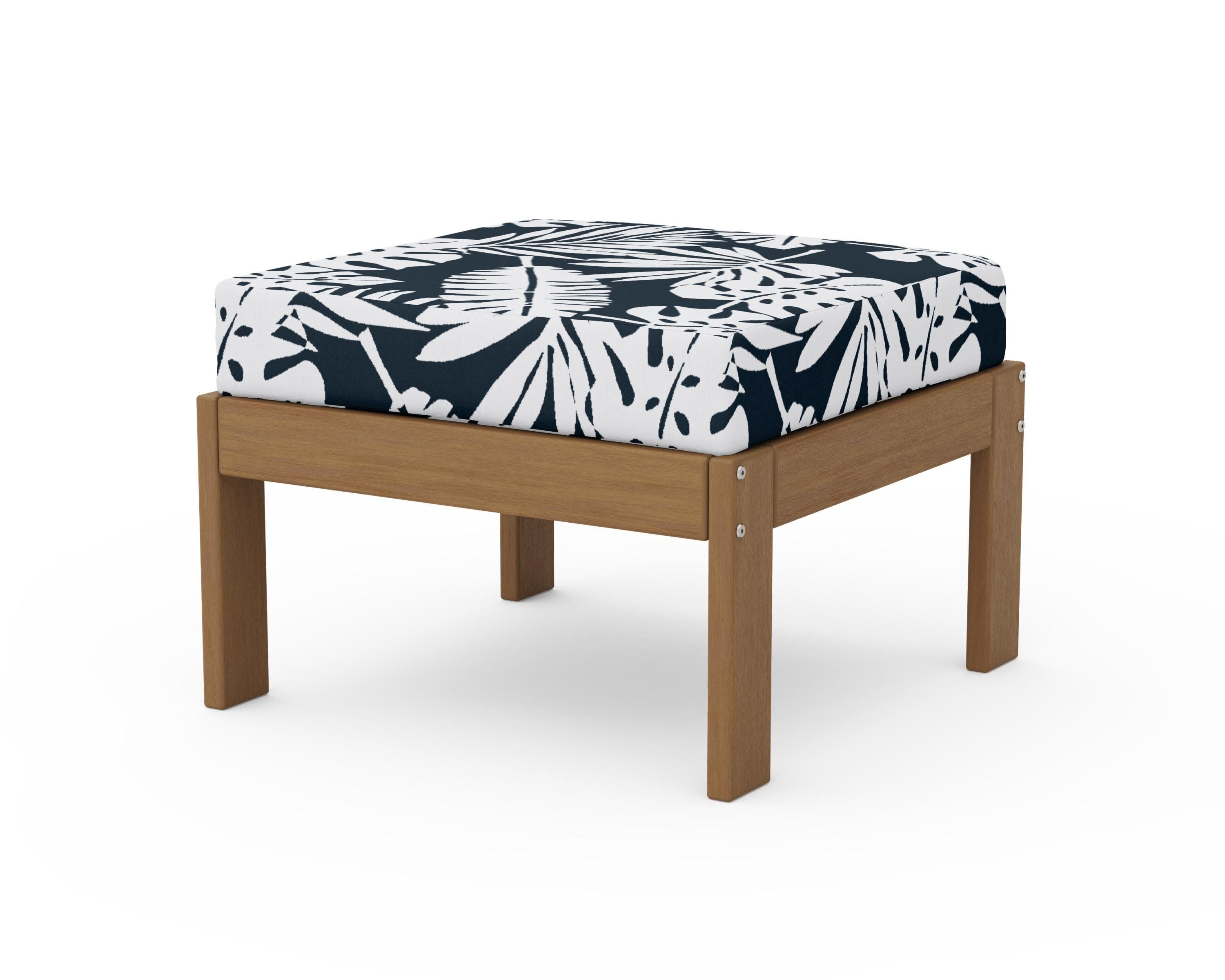 Vineyard Modular Ottoman in Natural / Leaf Marine Indigo