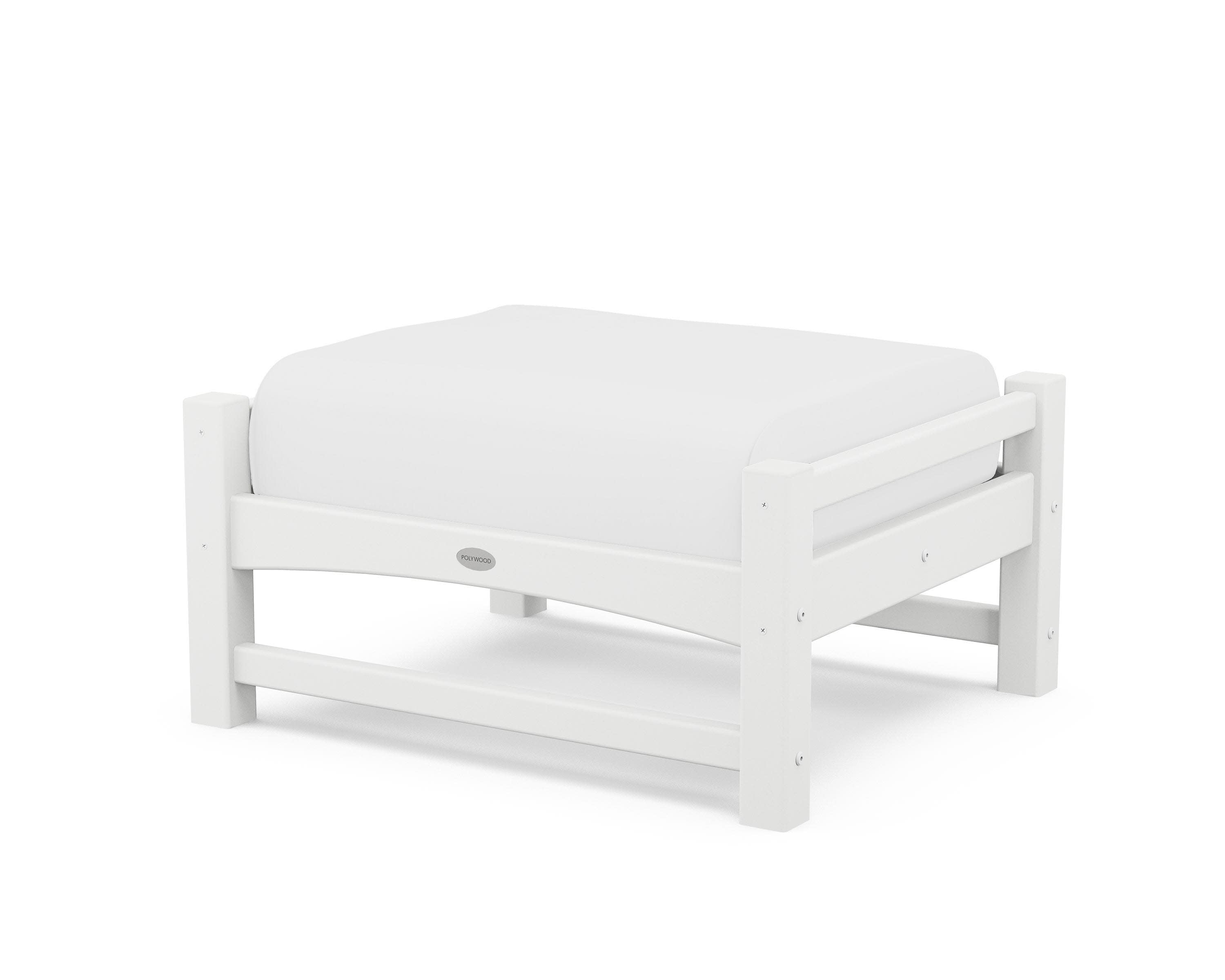 Club Ottoman in White / Natural
