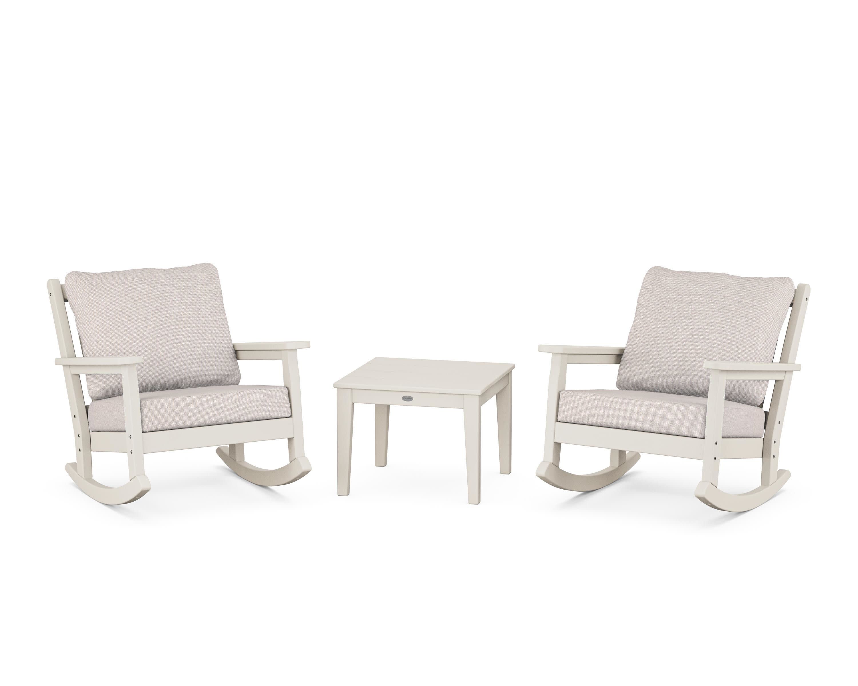 Chippendale 3-Piece Deep Seating Rocker Set in Sand / Dune Burlap