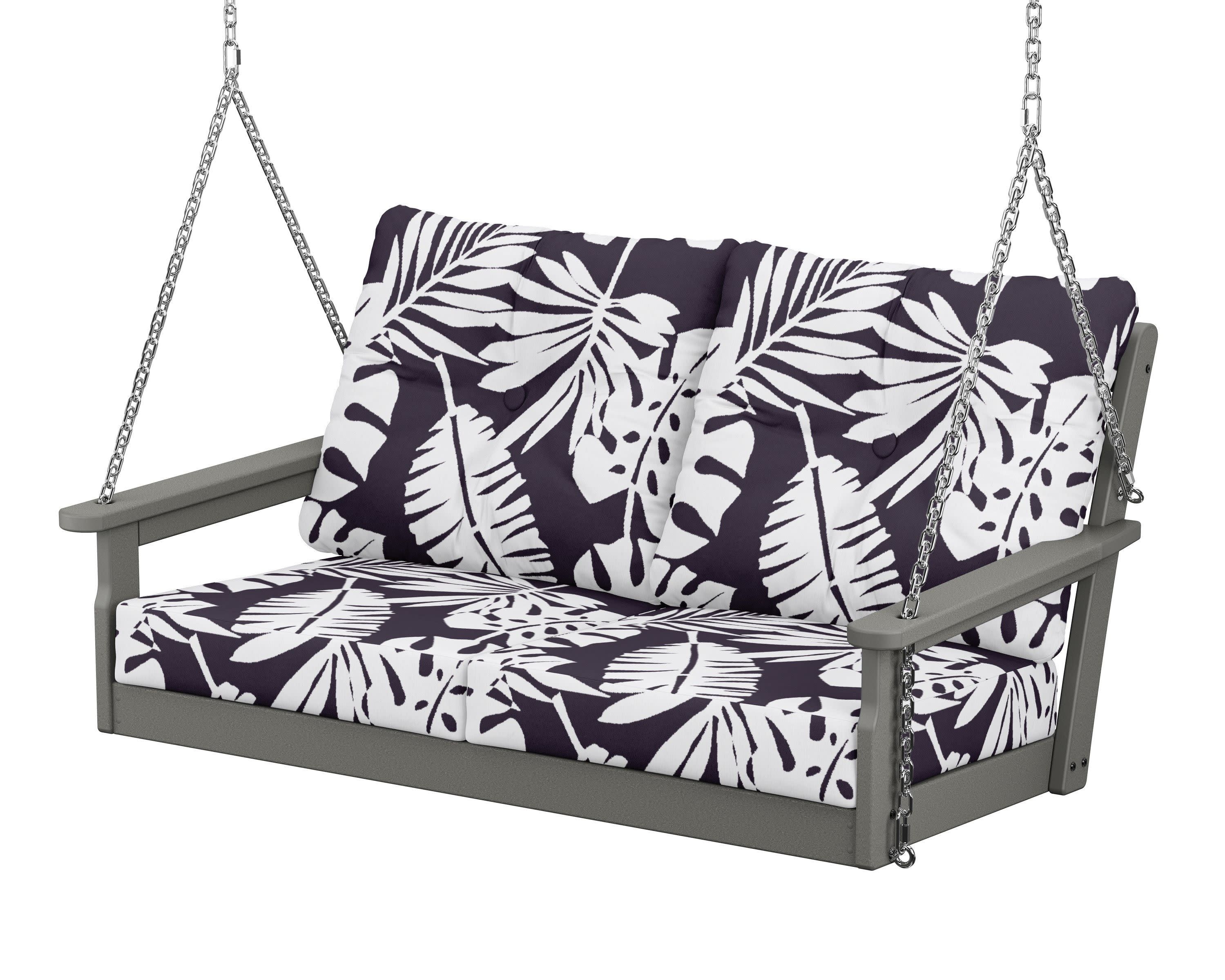 Vineyard Deep Seating Swing in Slate Grey / Leaf Navy