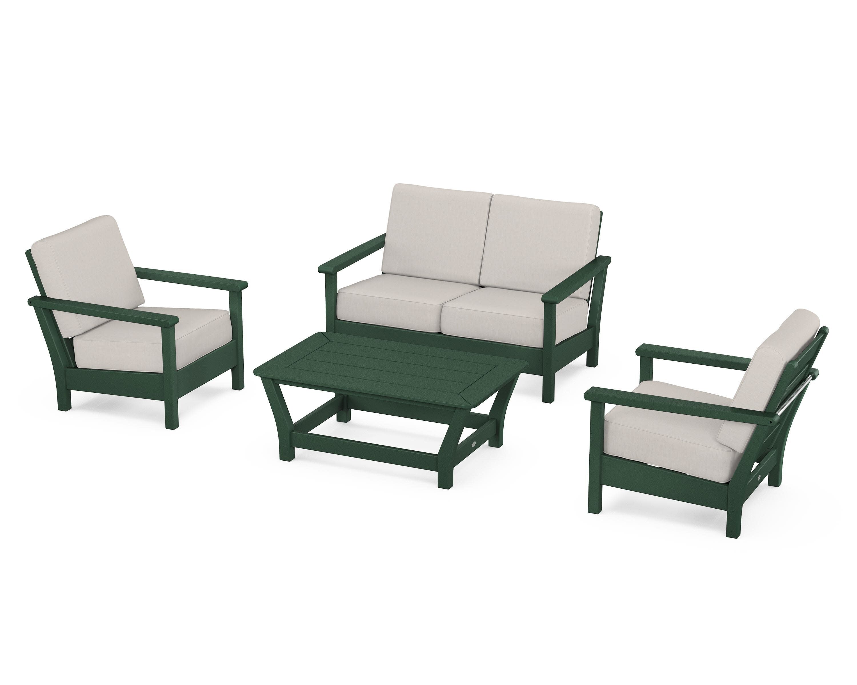 Harbour 4-Piece Deep Seating Set in Green / Cast Ash