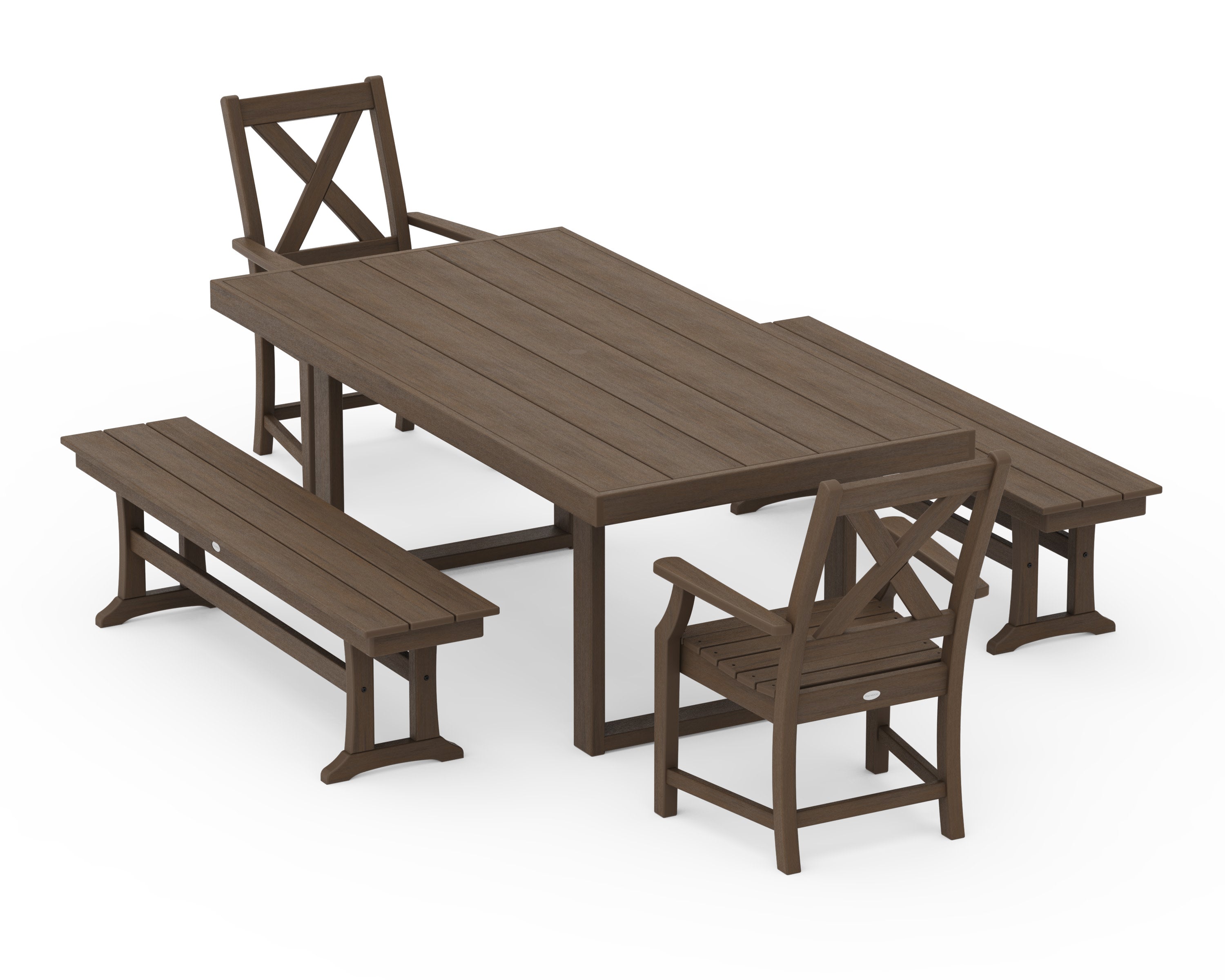Braxton 5-Piece Dining Set with Benches in Kona