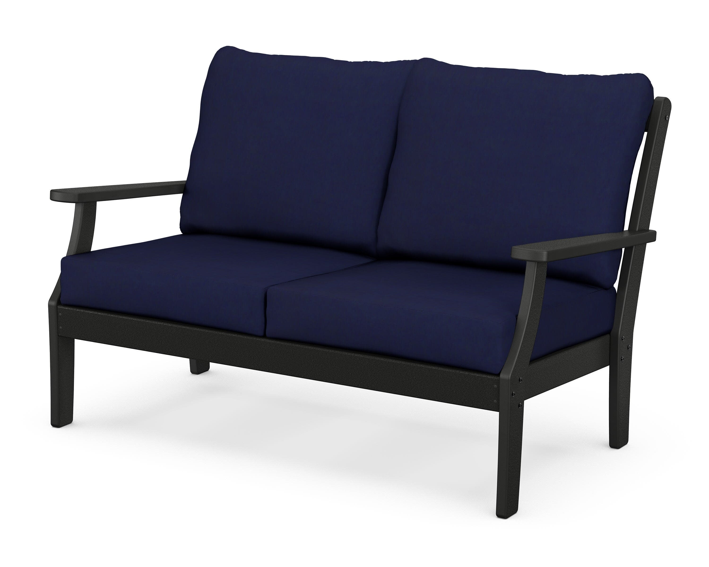 Braxton Deep Seating Loveseat in Black / Navy