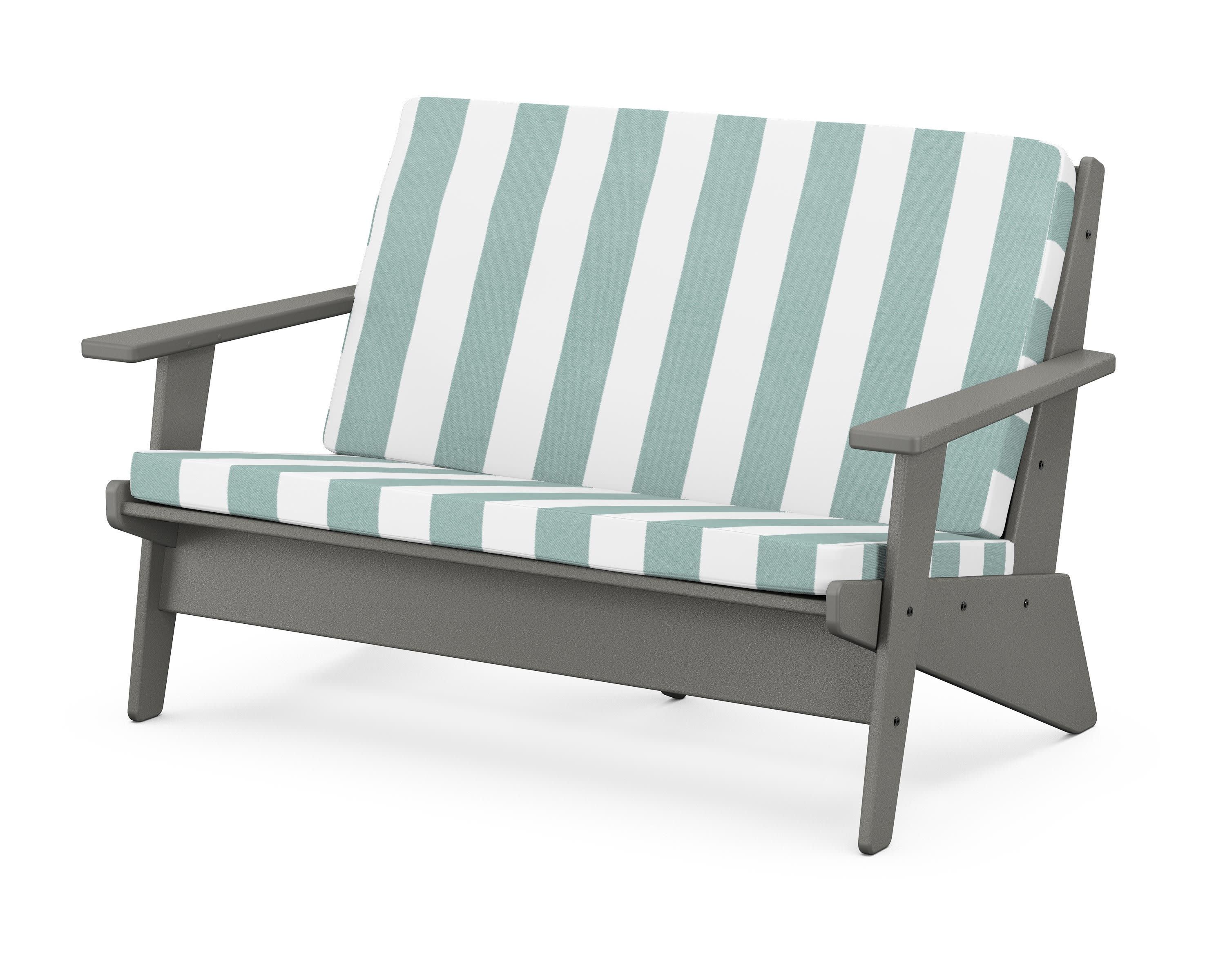 Riviera Modern Lounge Loveseat in Slate Grey / Cabana Stripe Glacier Spa