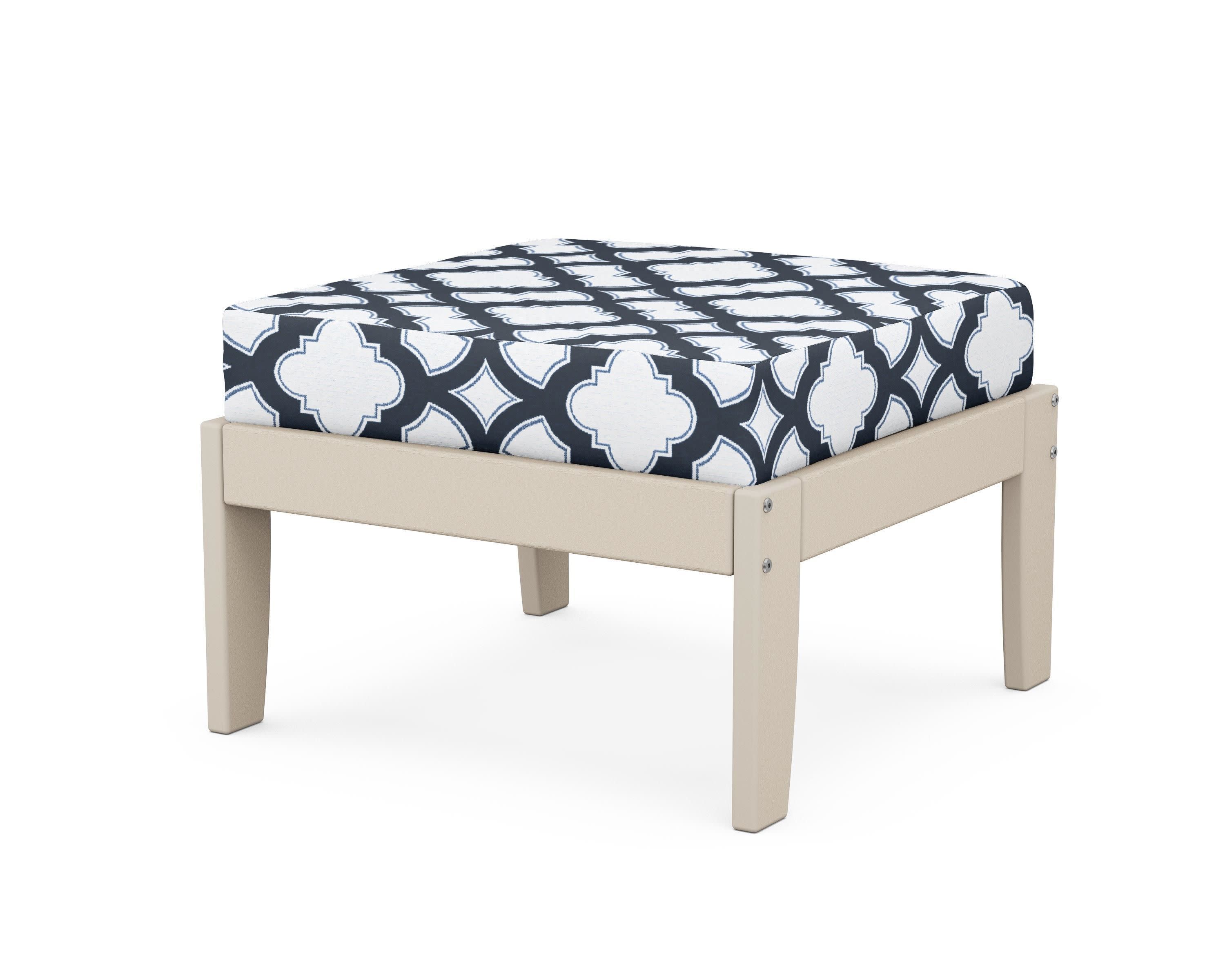 Modular Ottoman - Classic in Sand / Trellis Marine Indigo