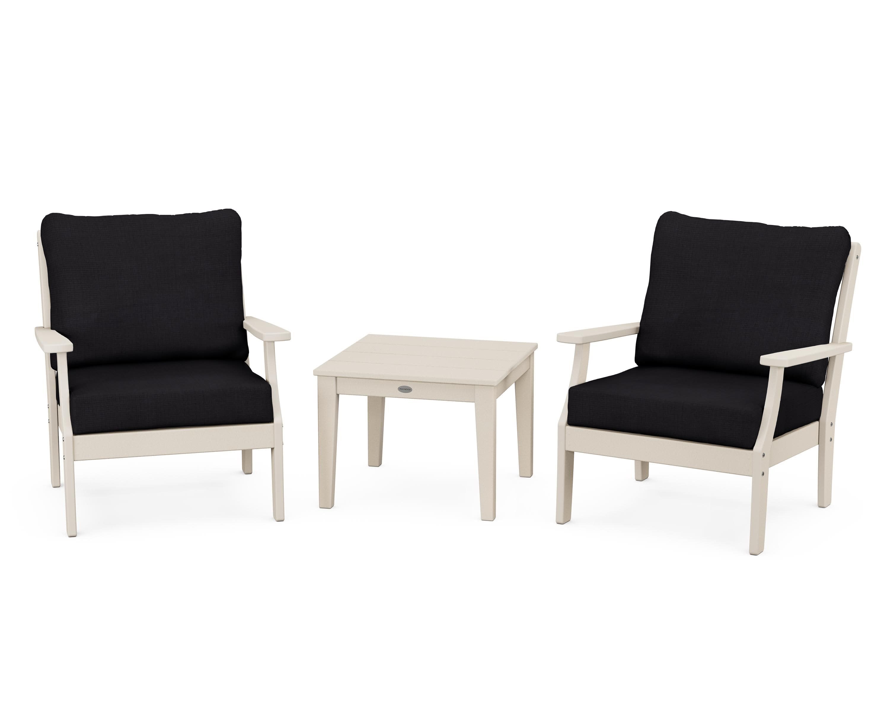 Braxton 3-Piece Deep Seating Set in Sand / Midnight Linen