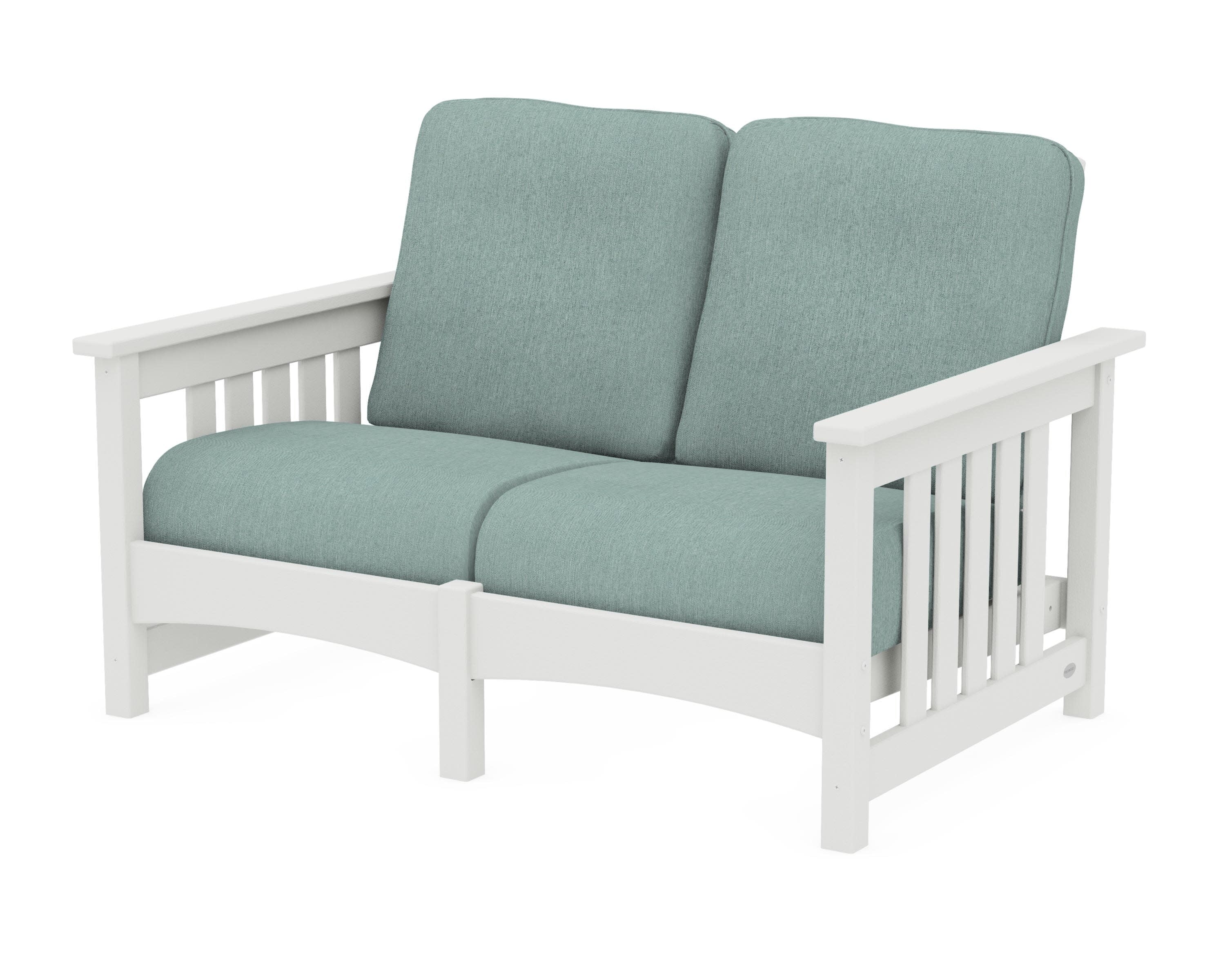 Club Mission Loveseat in Vintage White / Glacier Spa