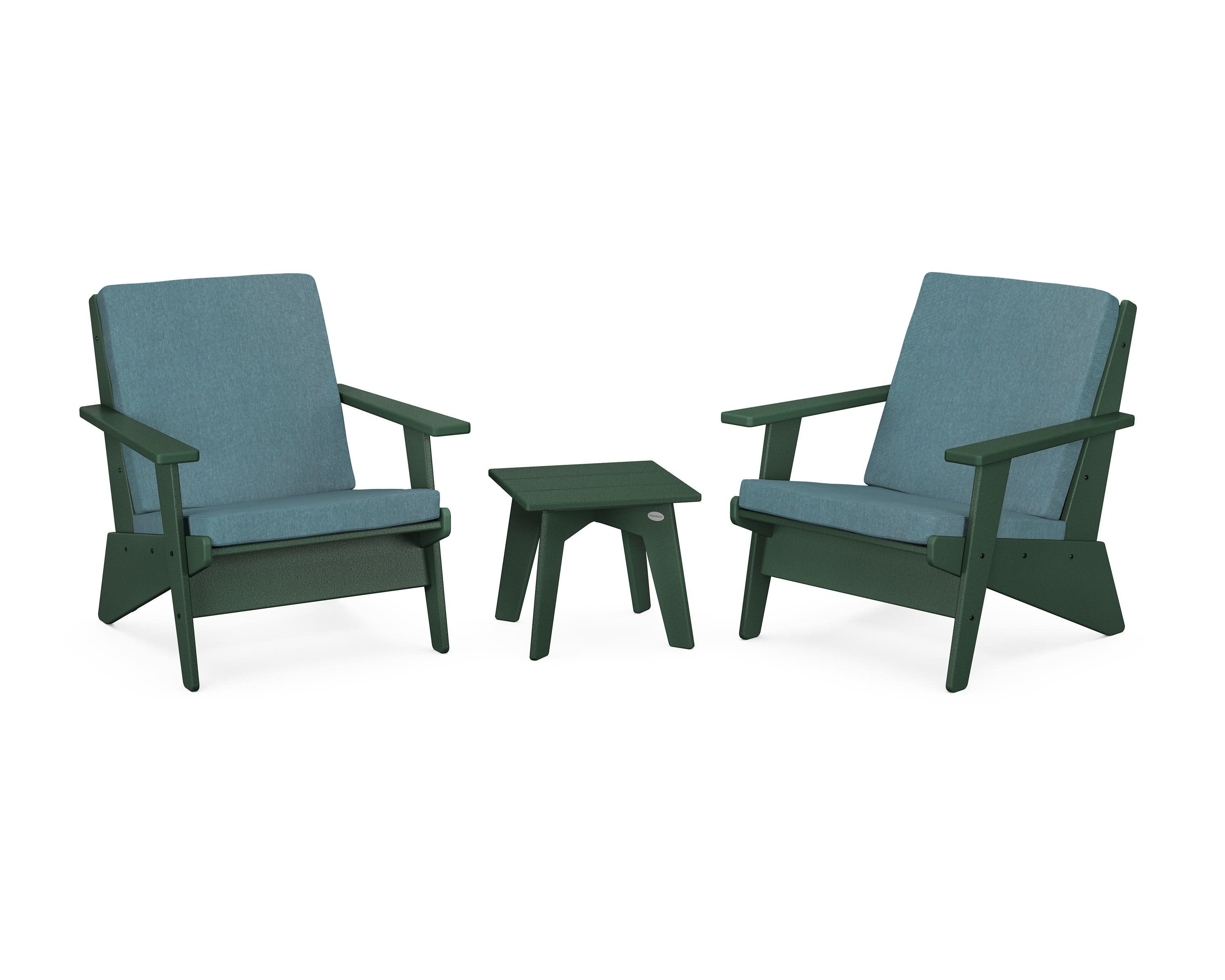 Riviera Modern Lounge 3-Piece Set in Green / Ocean Teal
