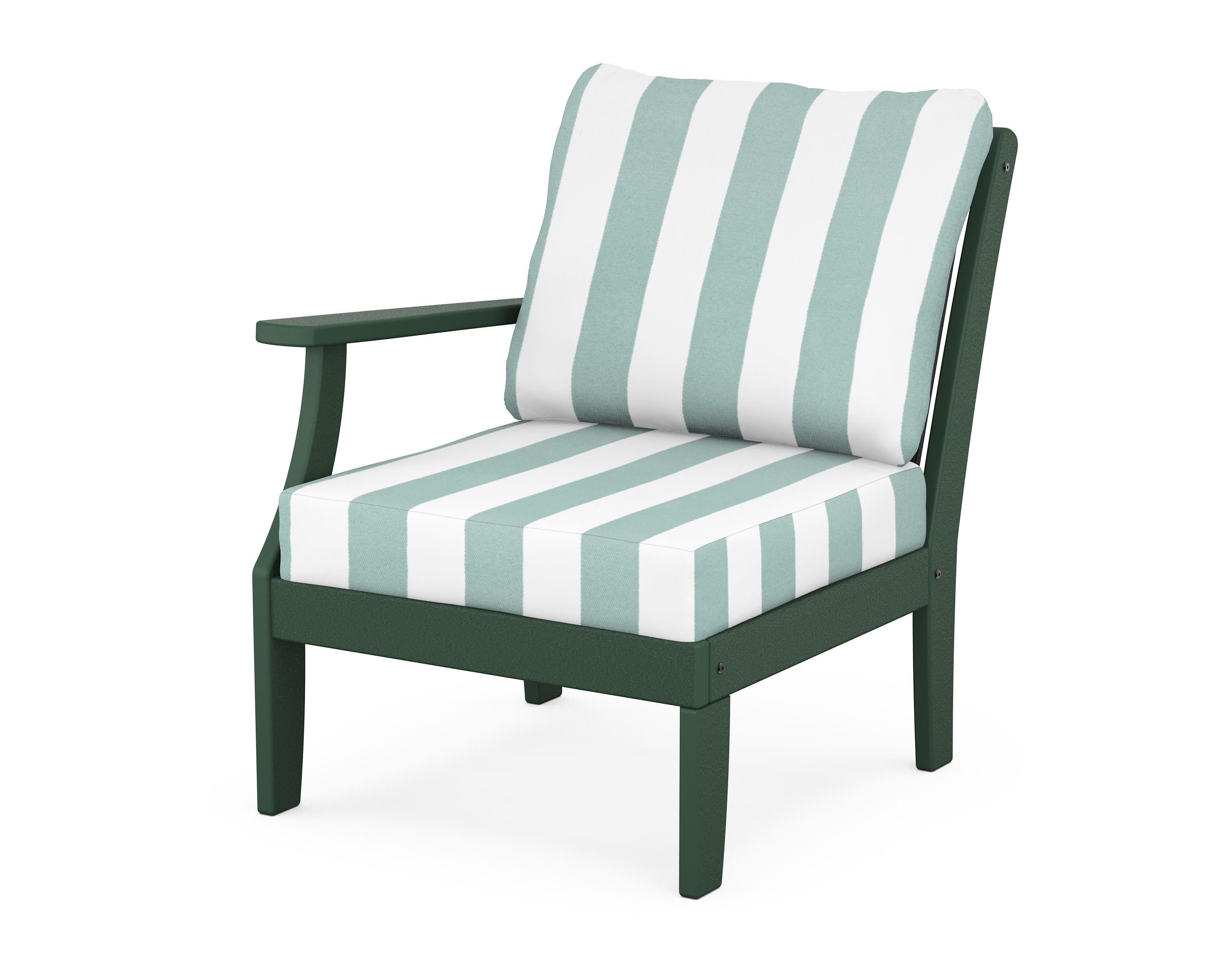 Braxton Modular Left Arm Chair in Green / Cabana Stripe Glacier Spa