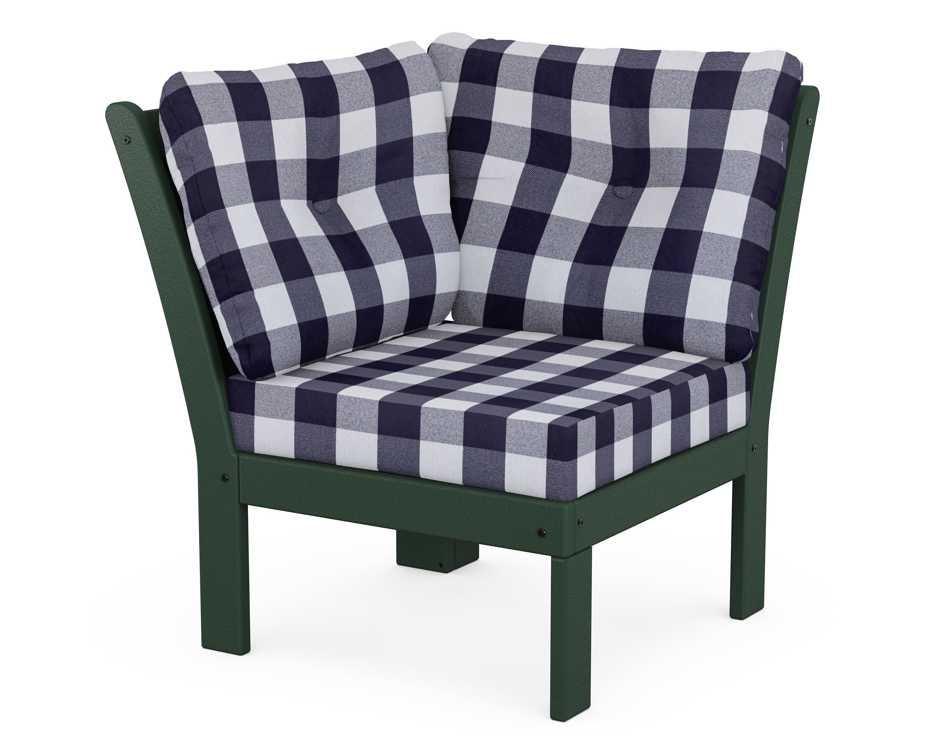 Vineyard Modular Corner Chair in Green / Buffalo Plaid Navy