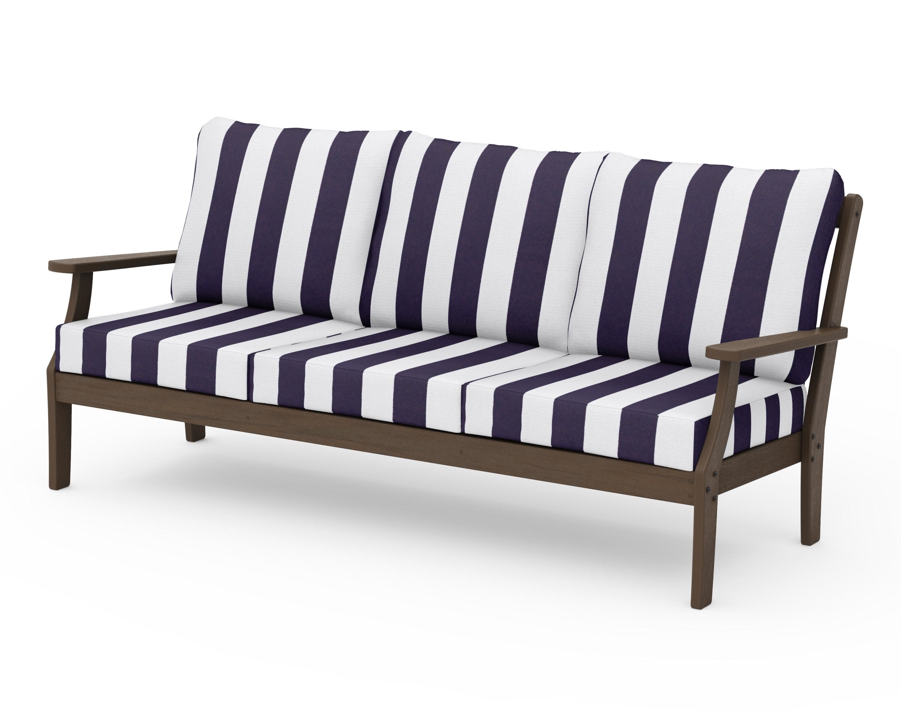 Braxton Deep Seating Sofa in Kona / Cabana Stripe Navy