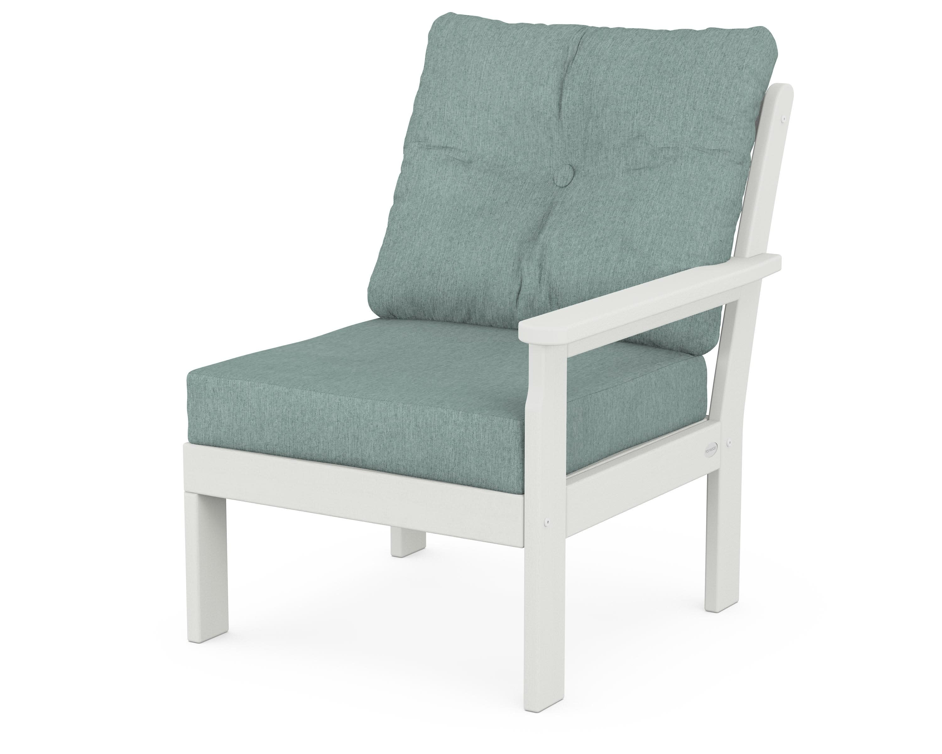 Vineyard Modular Right Arm Chair in Vintage White / Glacier Spa