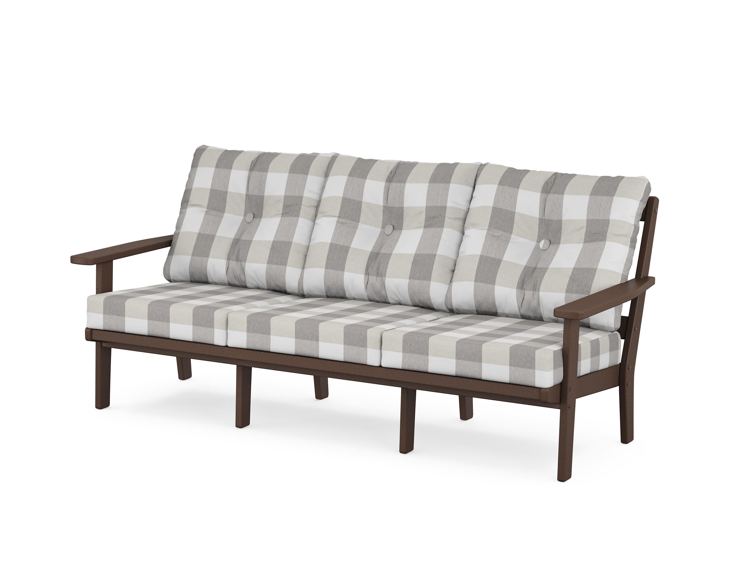 Oxford Deep Seating Sofa in Mahogany / Buffalo Plaid Grey Mist