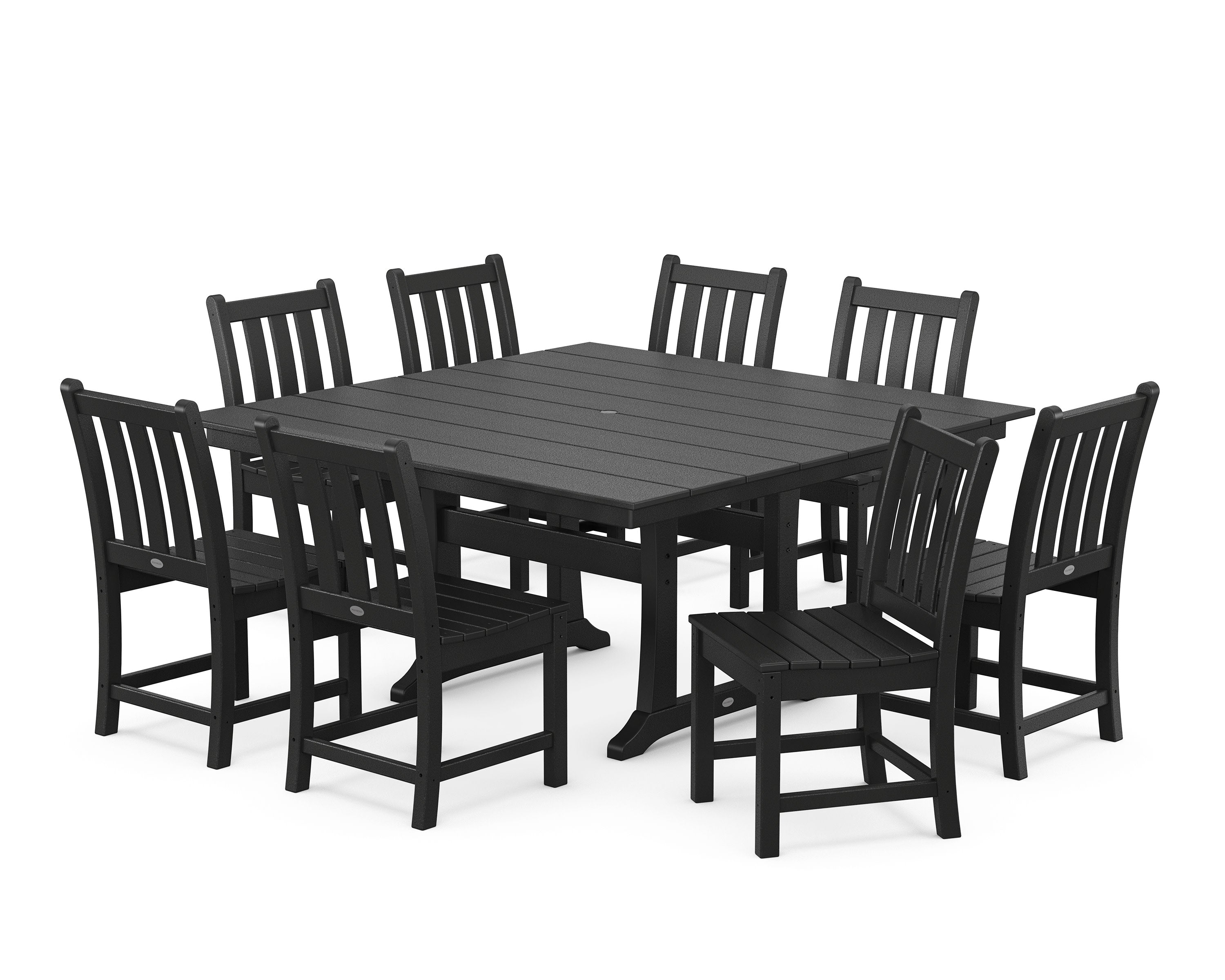 Traditional Garden 9-Piece Farmhouse Trestle Dining Set in Black