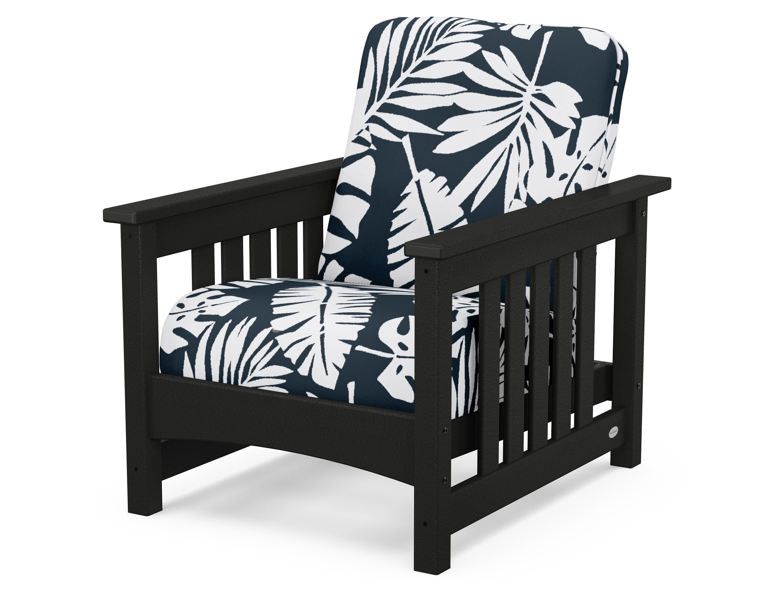 Club Mission Chair in Black / Leaf Marine Indigo
